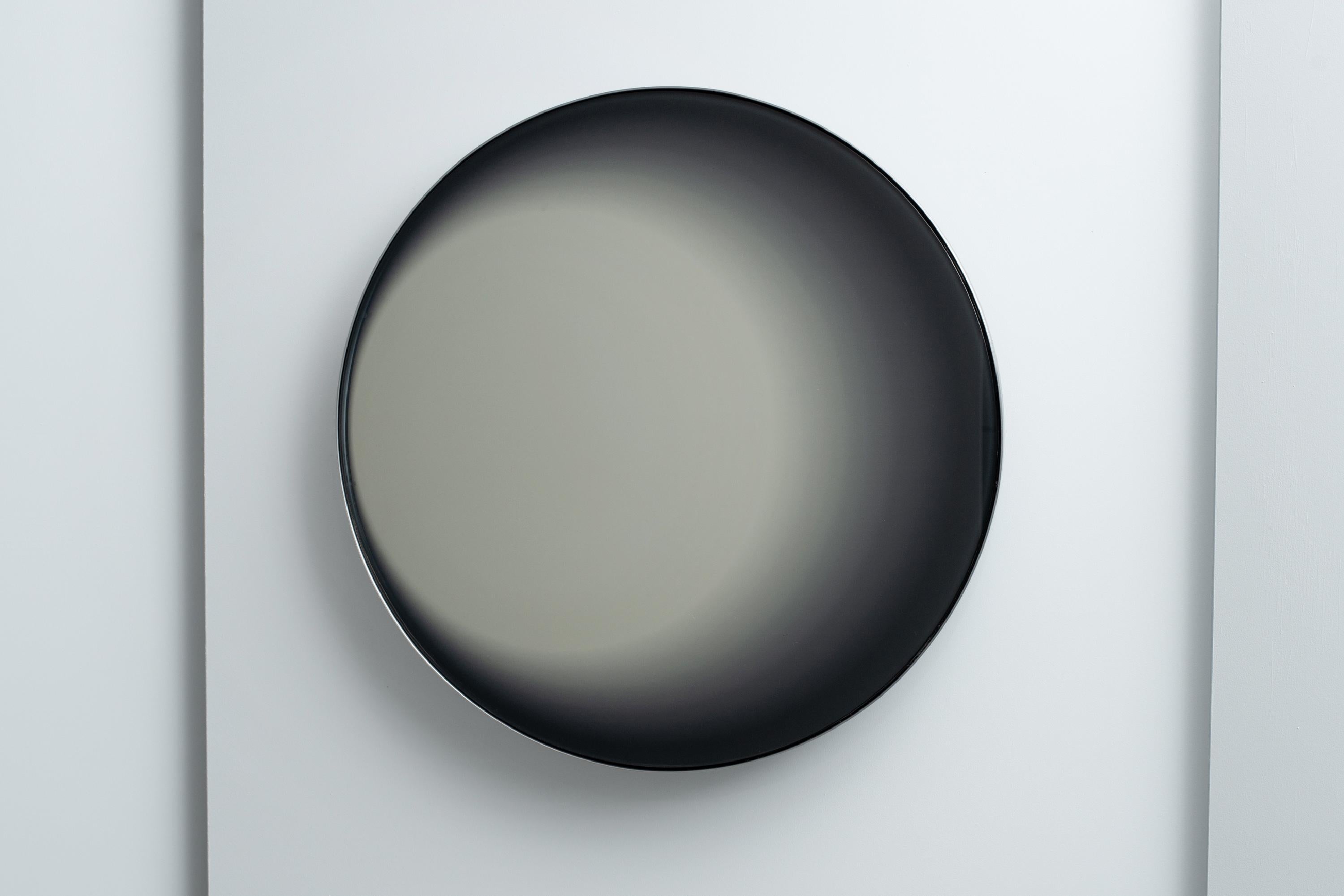 Moderne Miroir contemporain concave convexe en acier et miroir en vente