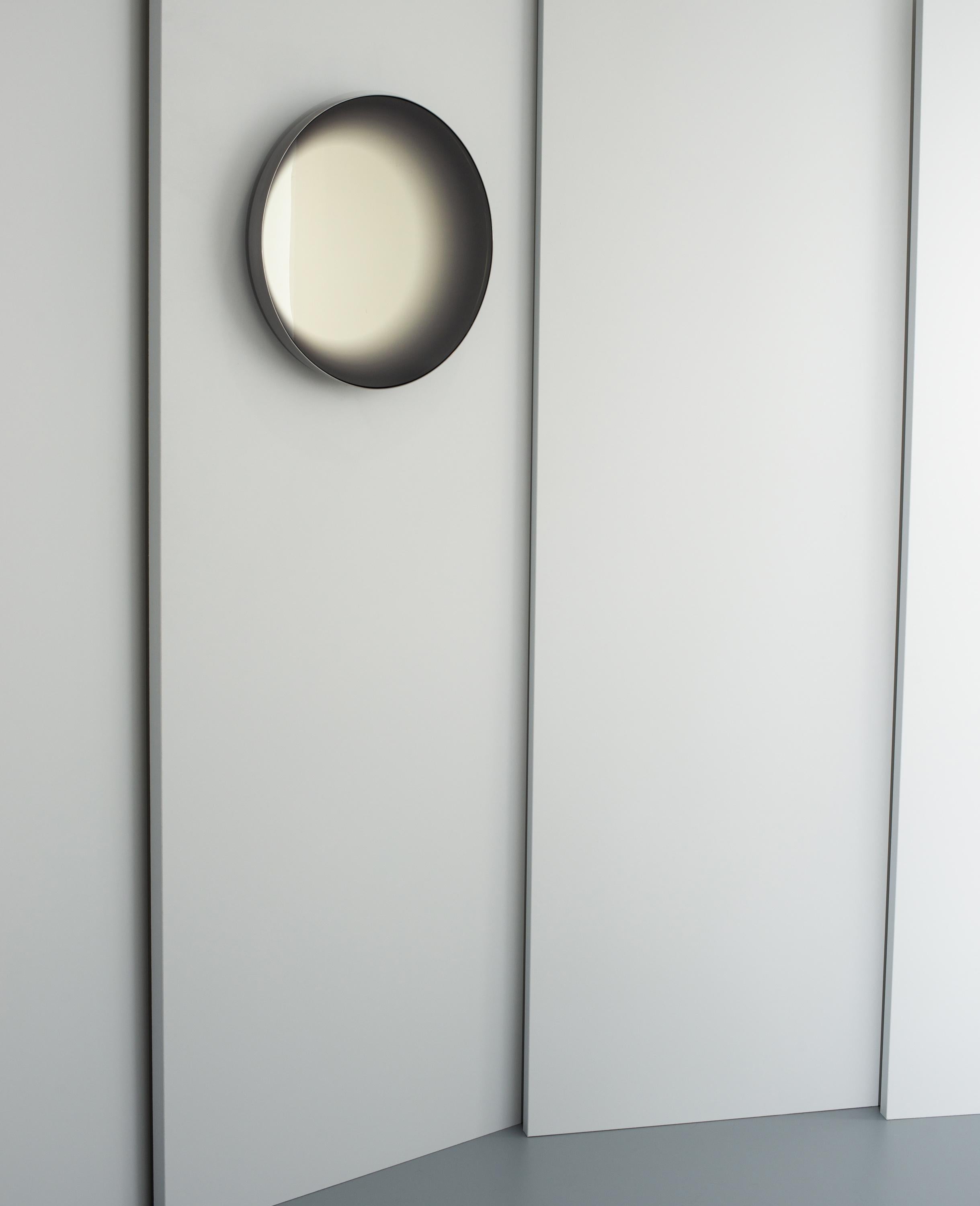 Italian Concave Convex Mirror Contemporary Mirror in Steel and Mirror For Sale