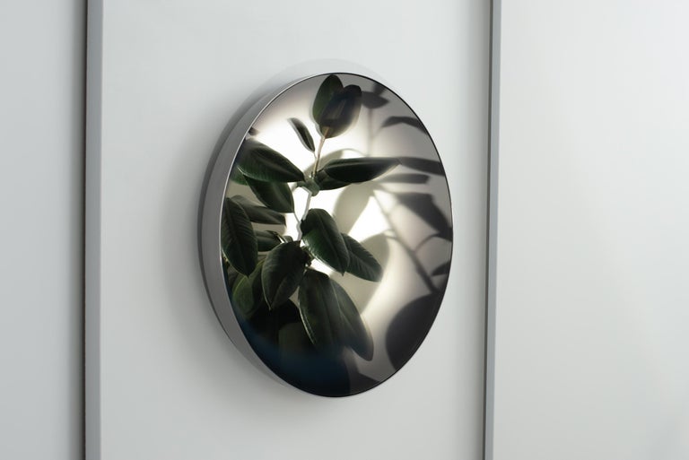 Concave Convex Mirror Contemporary Mirror in Steel and Mirror For Sale 3