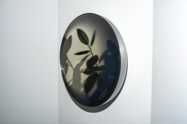 Concave Convex Mirror Contemporary Mirror in Steel and Mirror For Sale 4