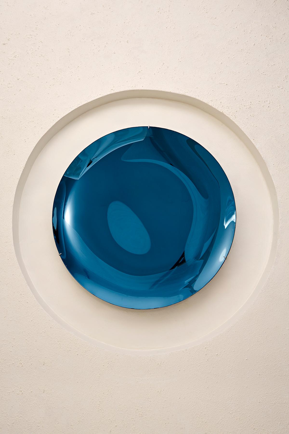 Turc Miroir concave bleu foncé Homa en vente