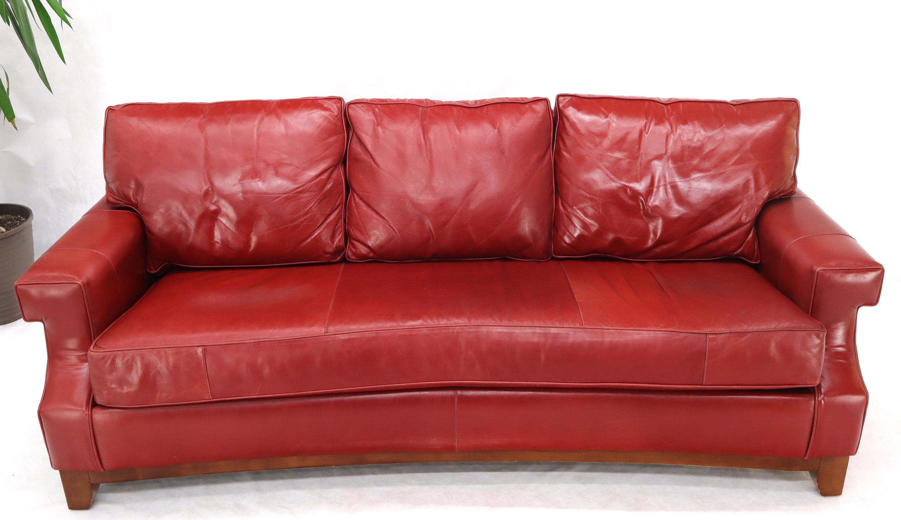 High quality red leather upholstery sofa by Thomasville.