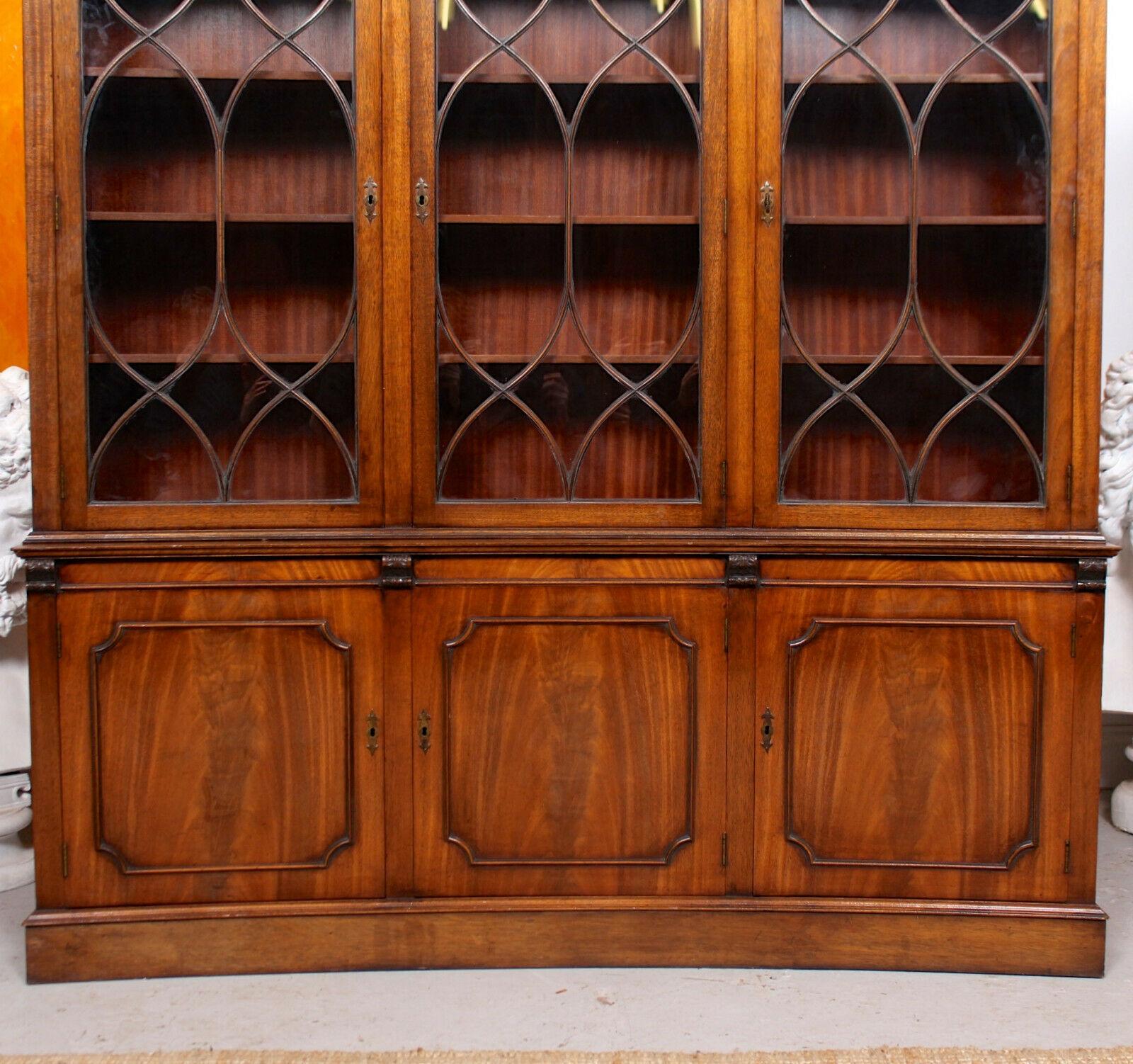 20th Century Concave Glazed Bookcase Bevan Funnel Display Cabinet Mahogany Astragal
