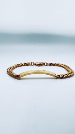 Concave Link ID Bracelet, 14 Karat Yellow Gold, 8 Inches Long
