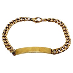 Concave Link ID Bracelet, 14 Karat Yellow Gold, 8 Inches Long