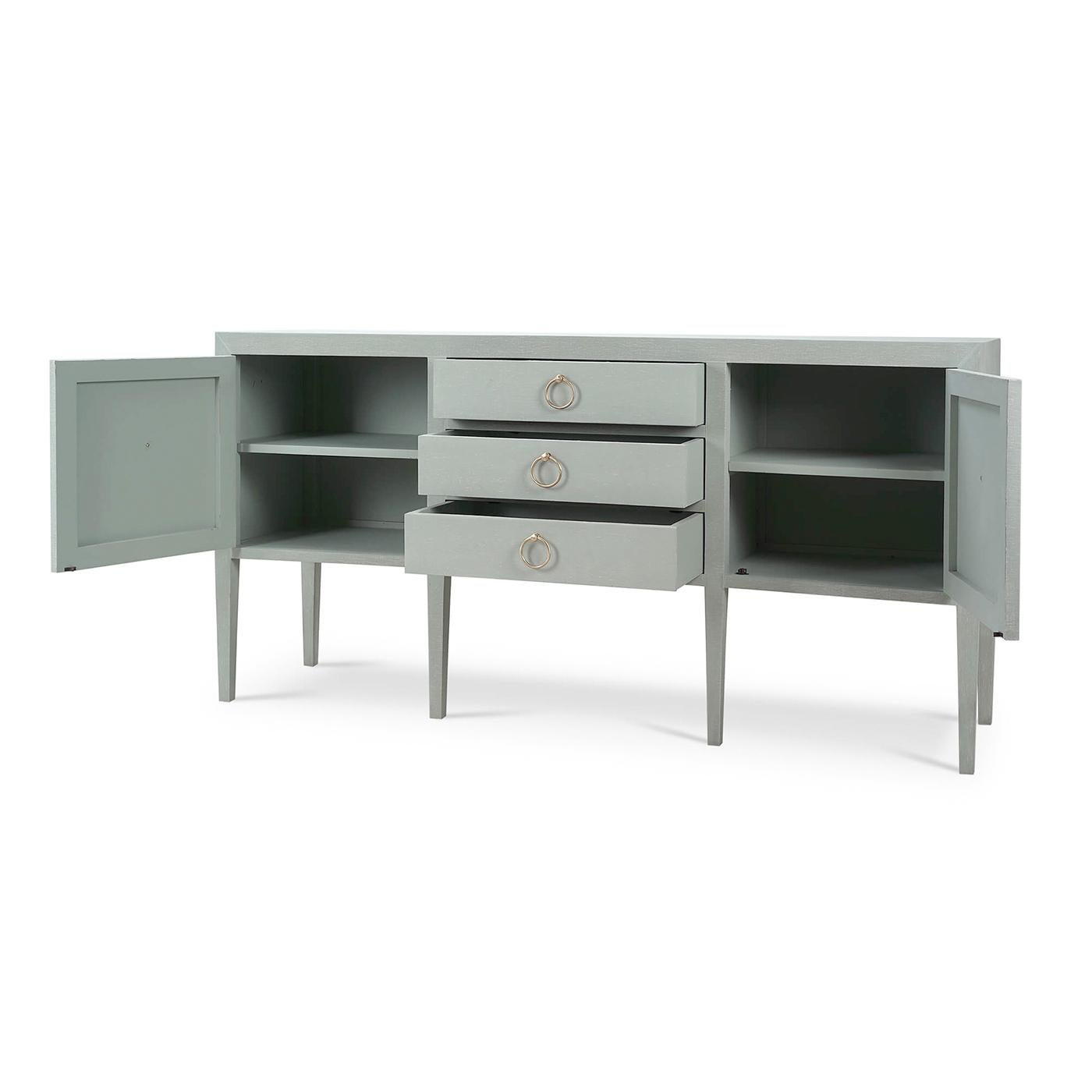 Mid-Century moderno Credenza moderna concava - Lino blu in vendita