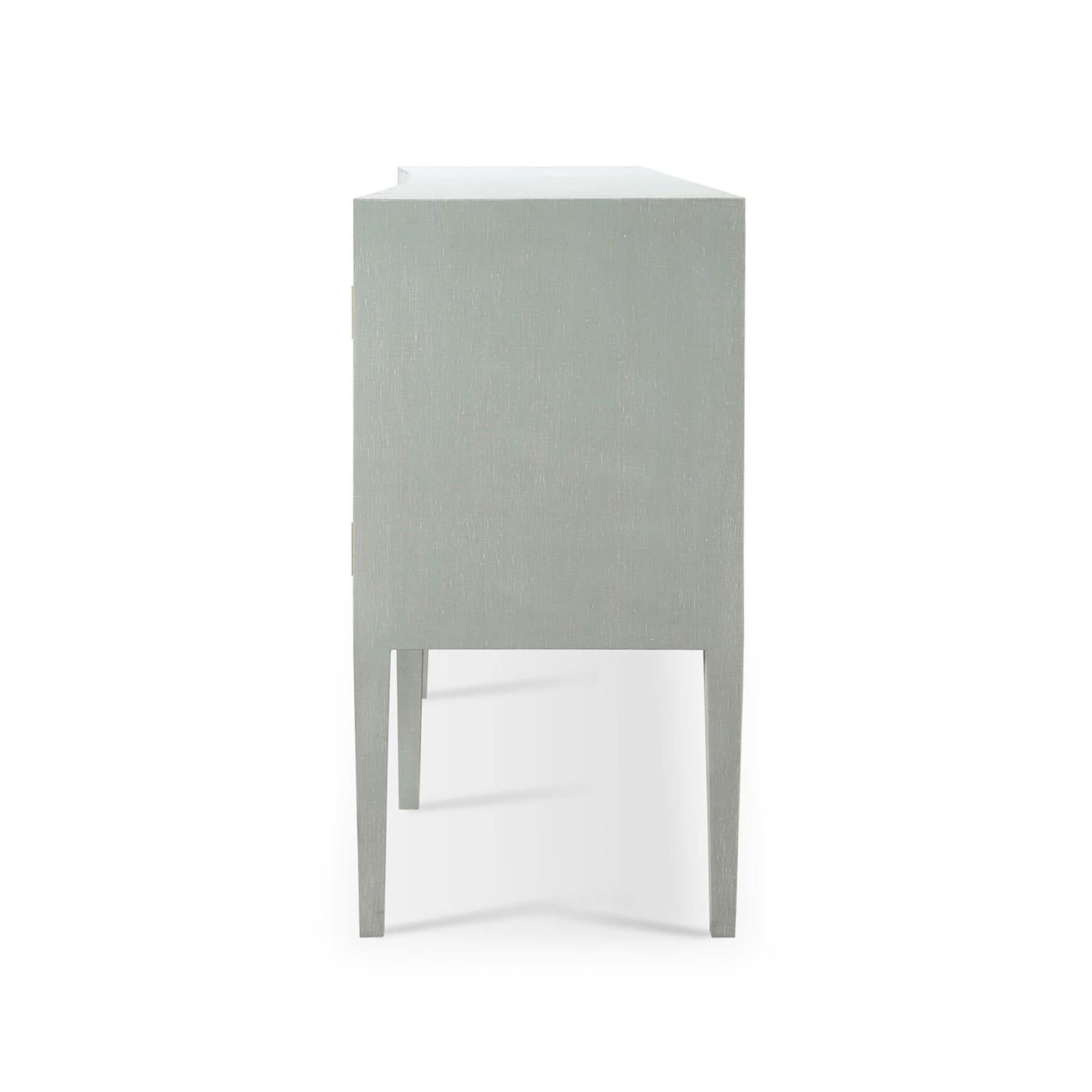 Asiatico Credenza moderna concava - Lino blu in vendita