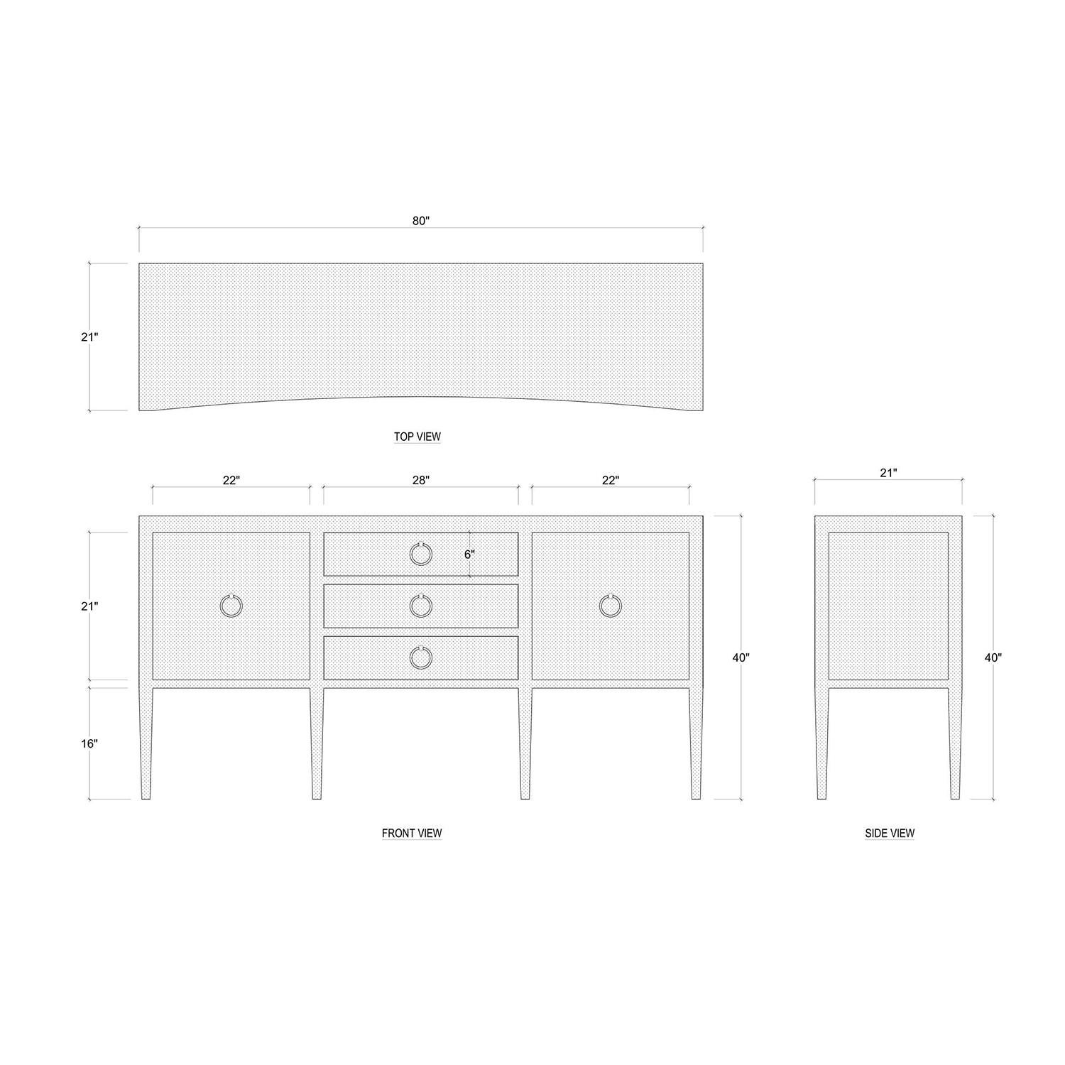 Credenza moderna concava - Lino blu in vendita 1