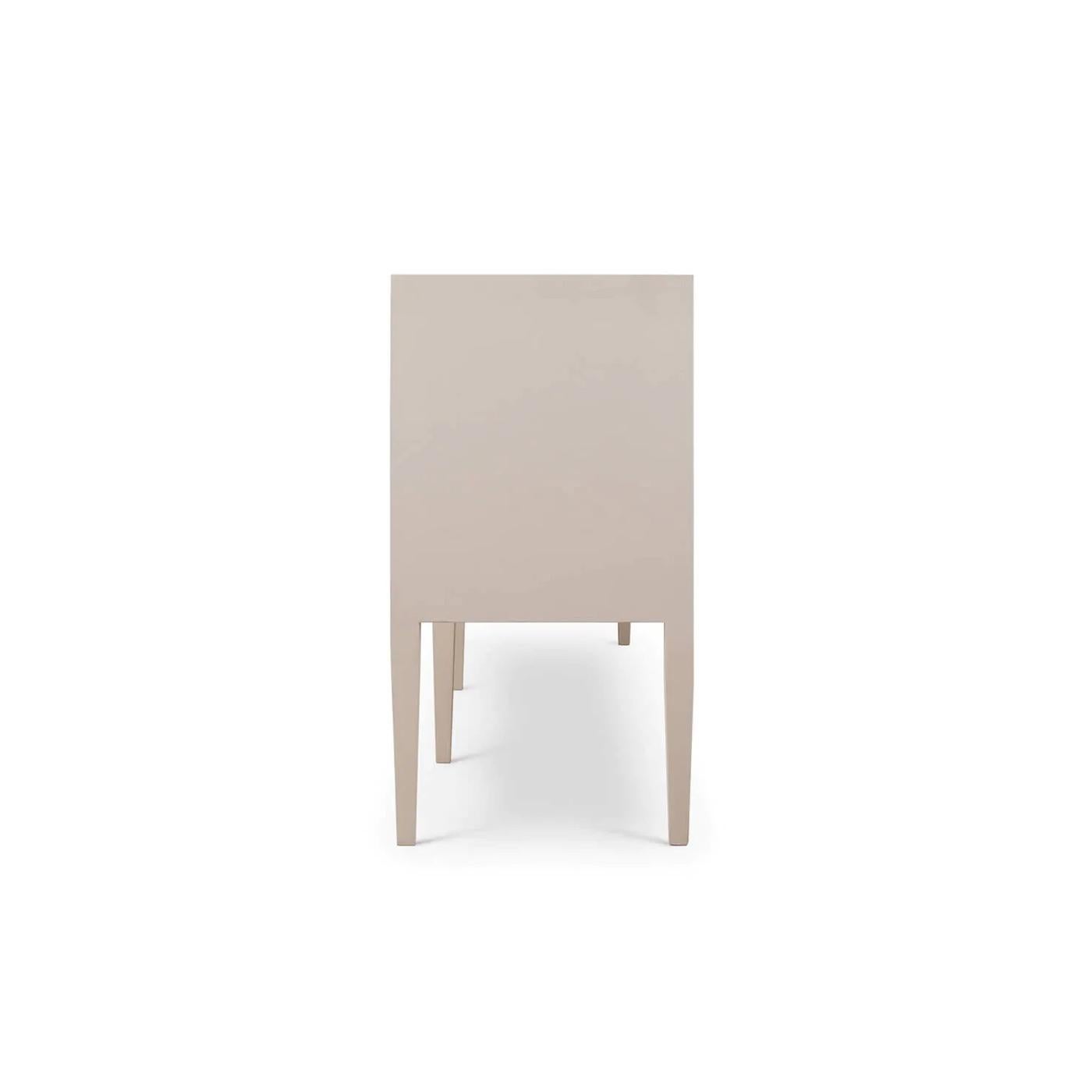 Concave Modern Sideboard - Cream Linen In New Condition For Sale In Westwood, NJ