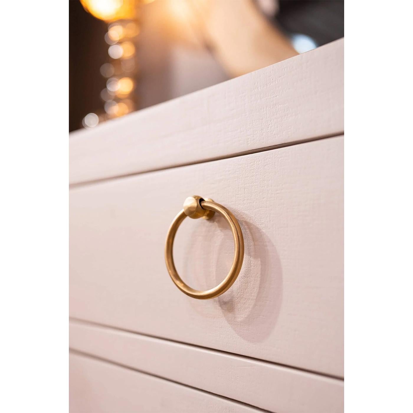 Concave Modern Sideboard - Cream Linen For Sale 1