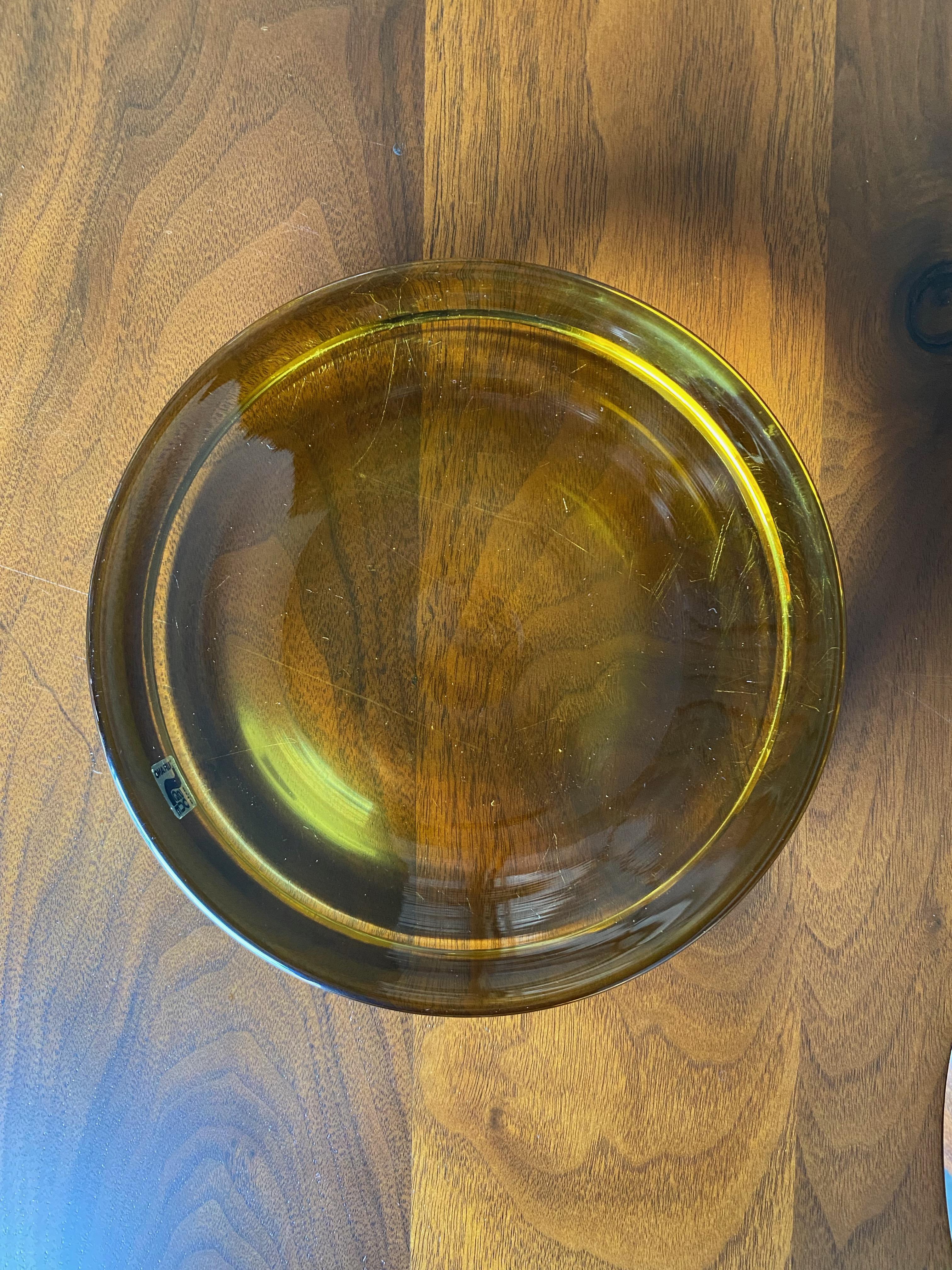 20th Century Concave Murano Seguso Arte Amber Glass Dish, circa 1960 For Sale