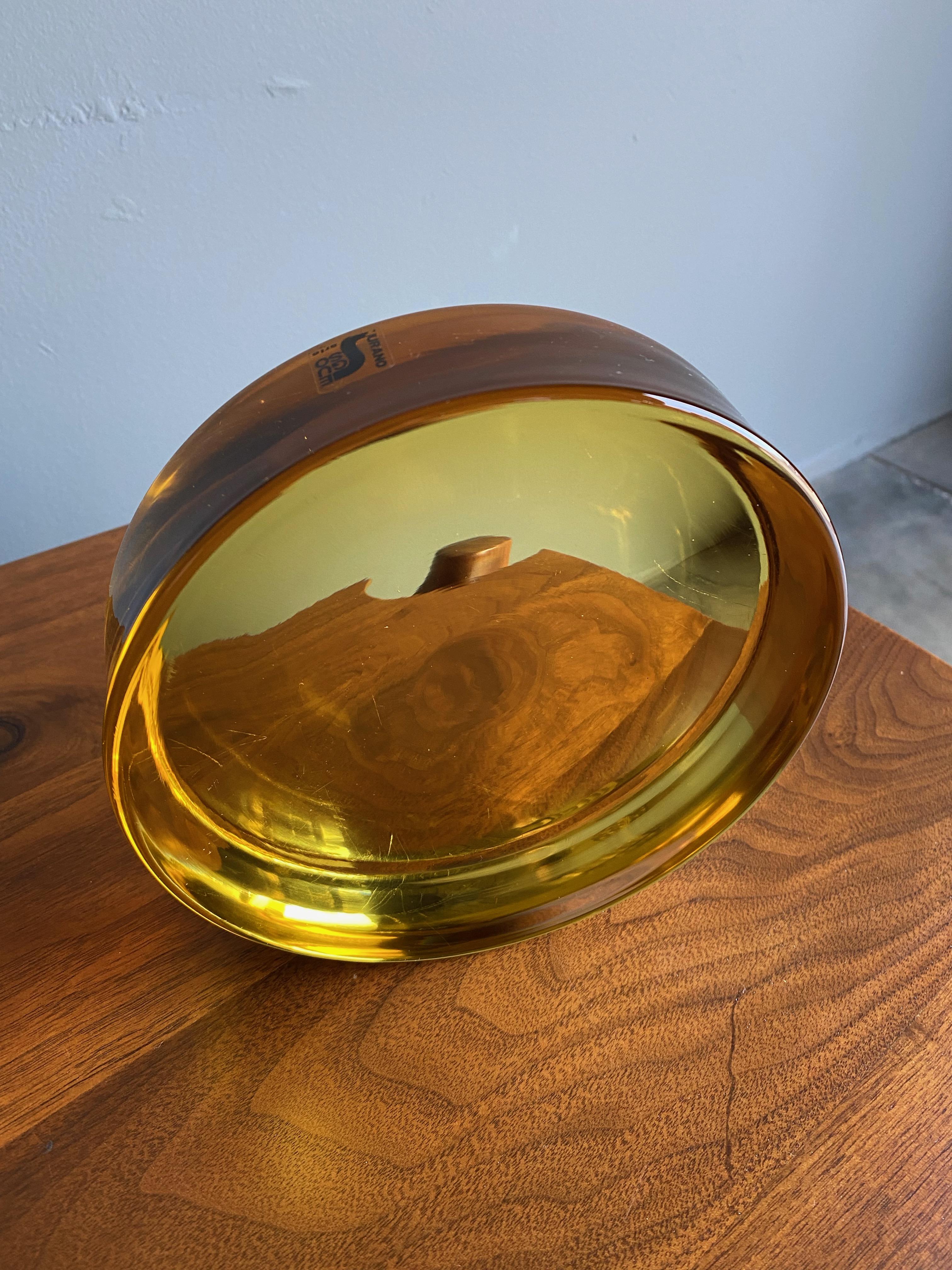 Concave Murano Seguso Arte Amber Glass Dish, circa 1960 For Sale 2