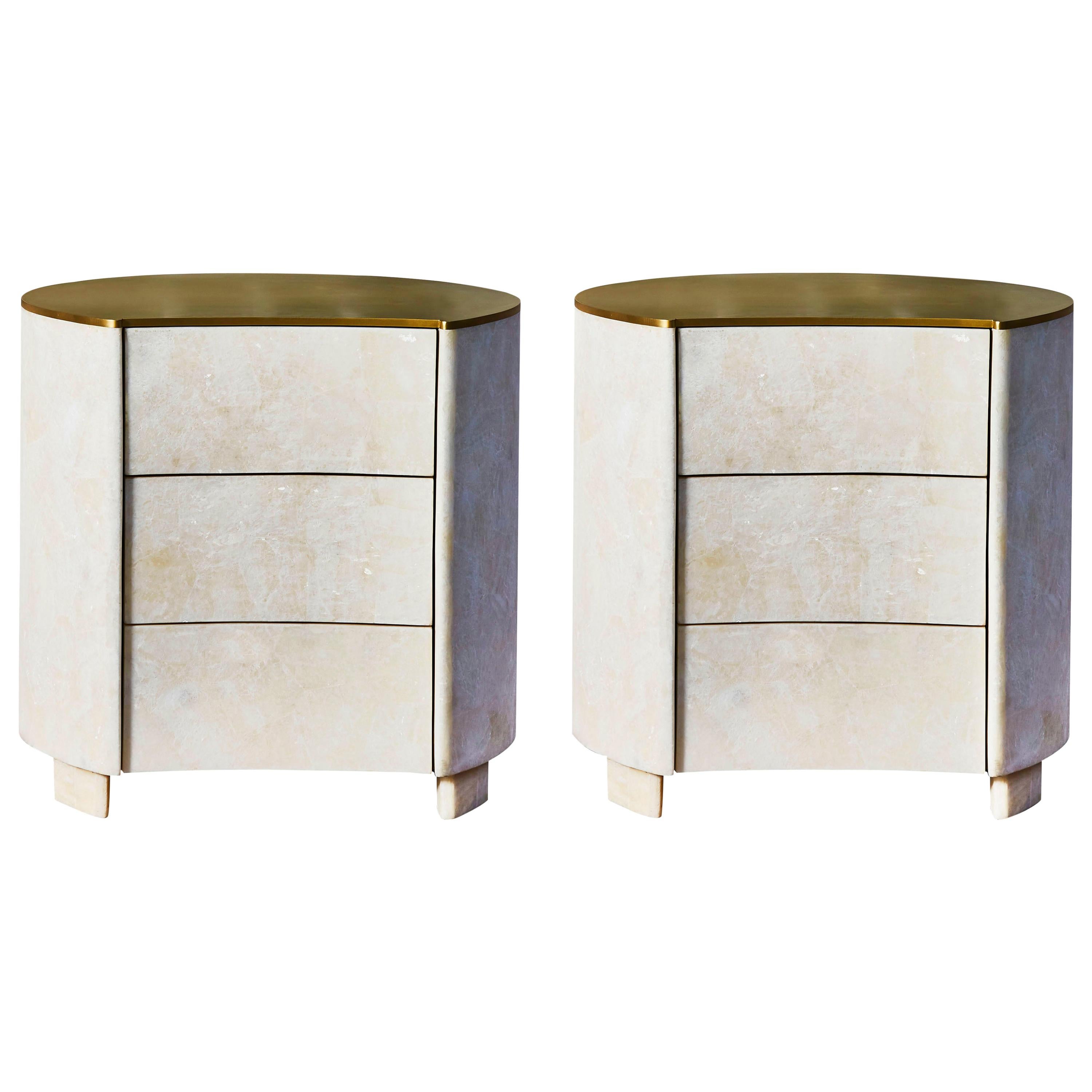 One "Concave" Nightstand in Rock Crystal, by Studio Glustin For Sale
