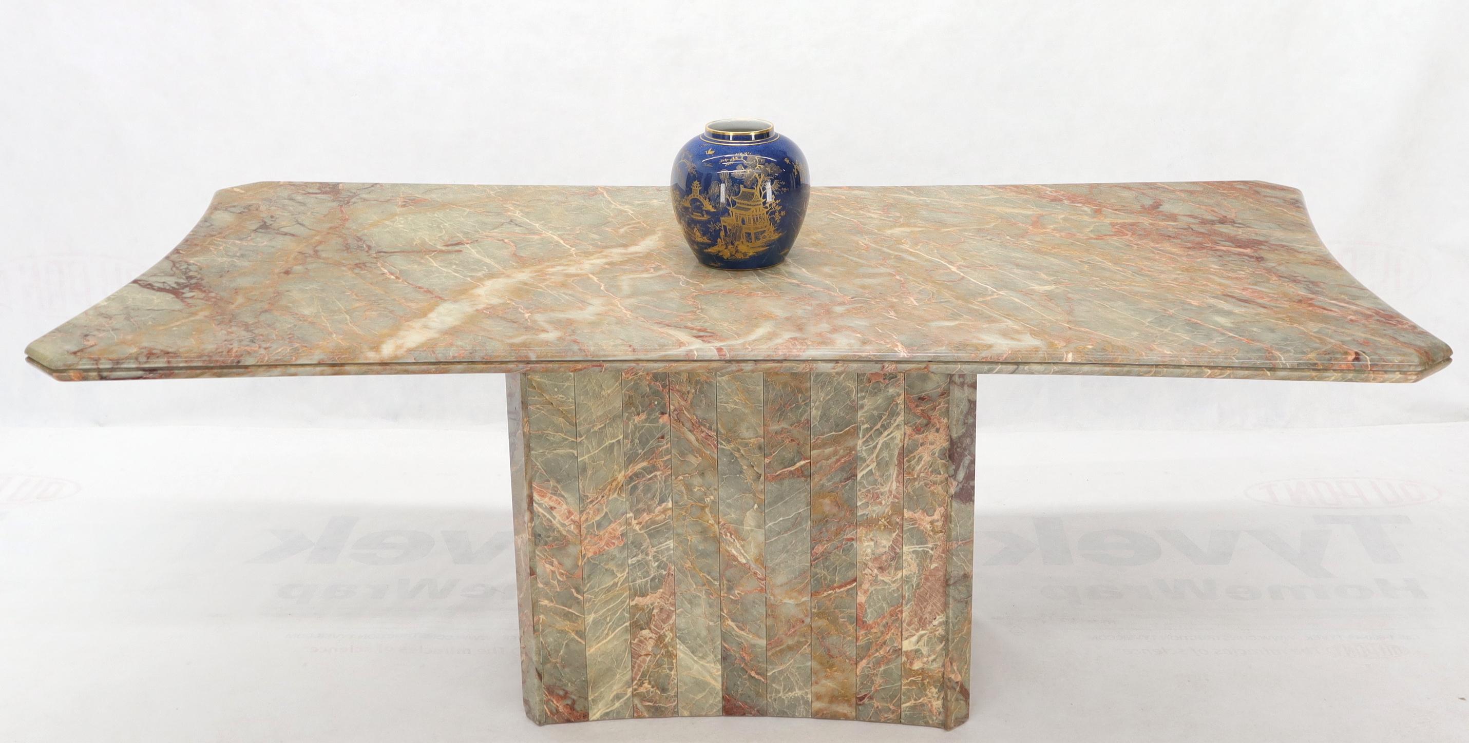 Concave Side Rectangular Pedestal Base Marble Dining Conference Table For Sale 4