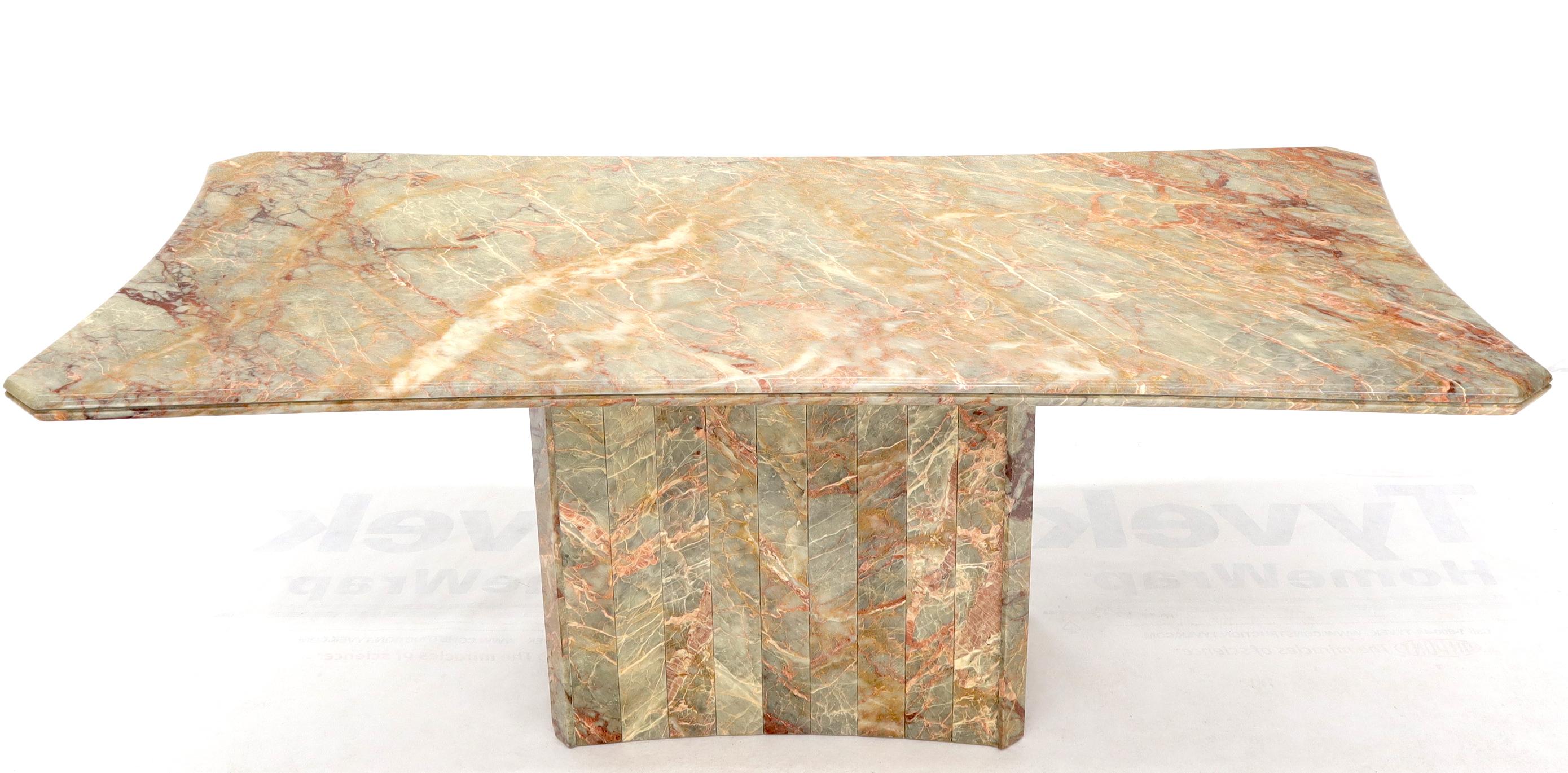 Mid-Century Modern Table de conférence de salle à manger à côté concave, rectangulaire, avec base à piédestal en marbre en vente