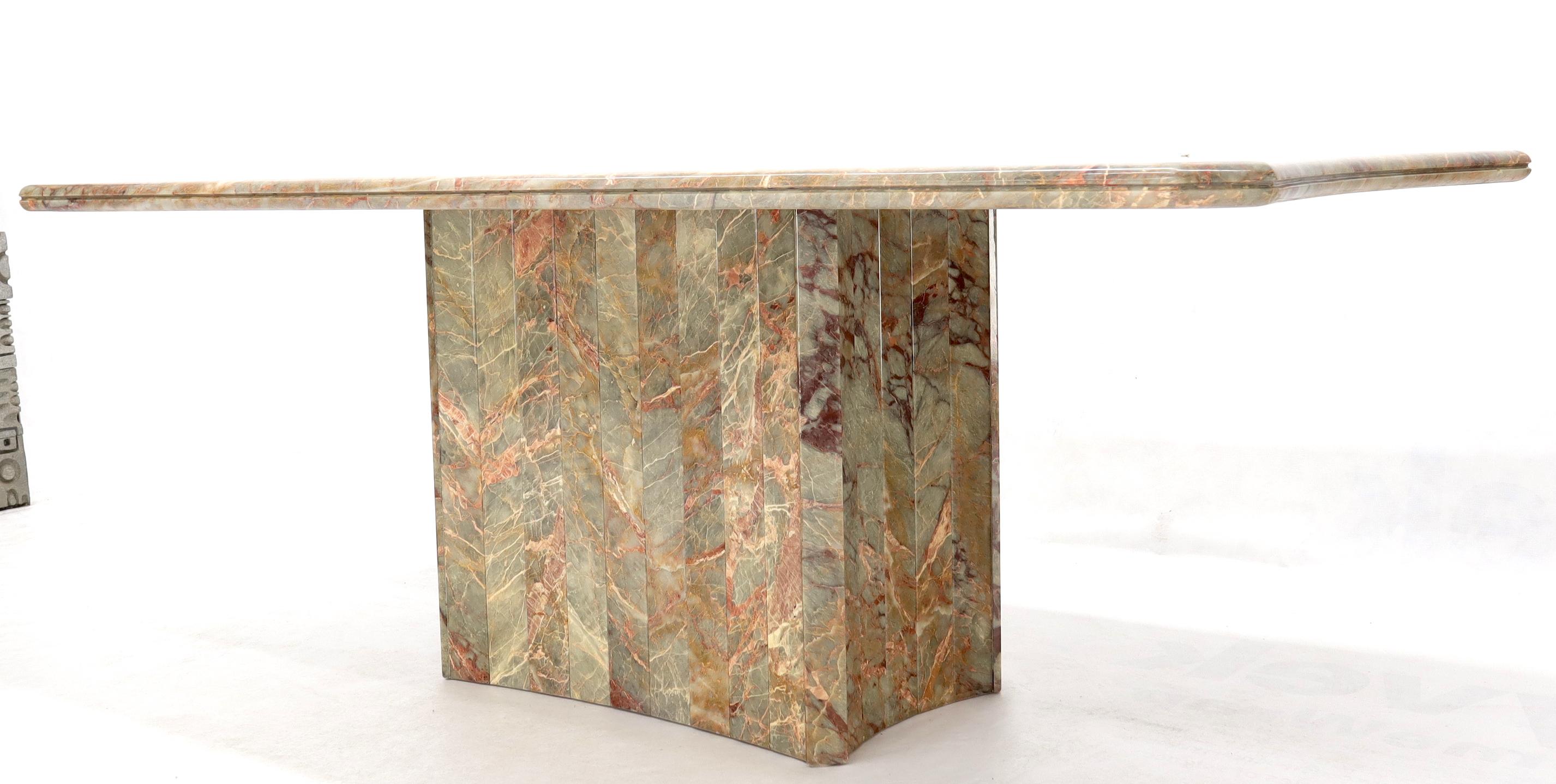 Concave Side Rectangular Pedestal Base Marble Dining Conference Table (20. Jahrhundert) im Angebot