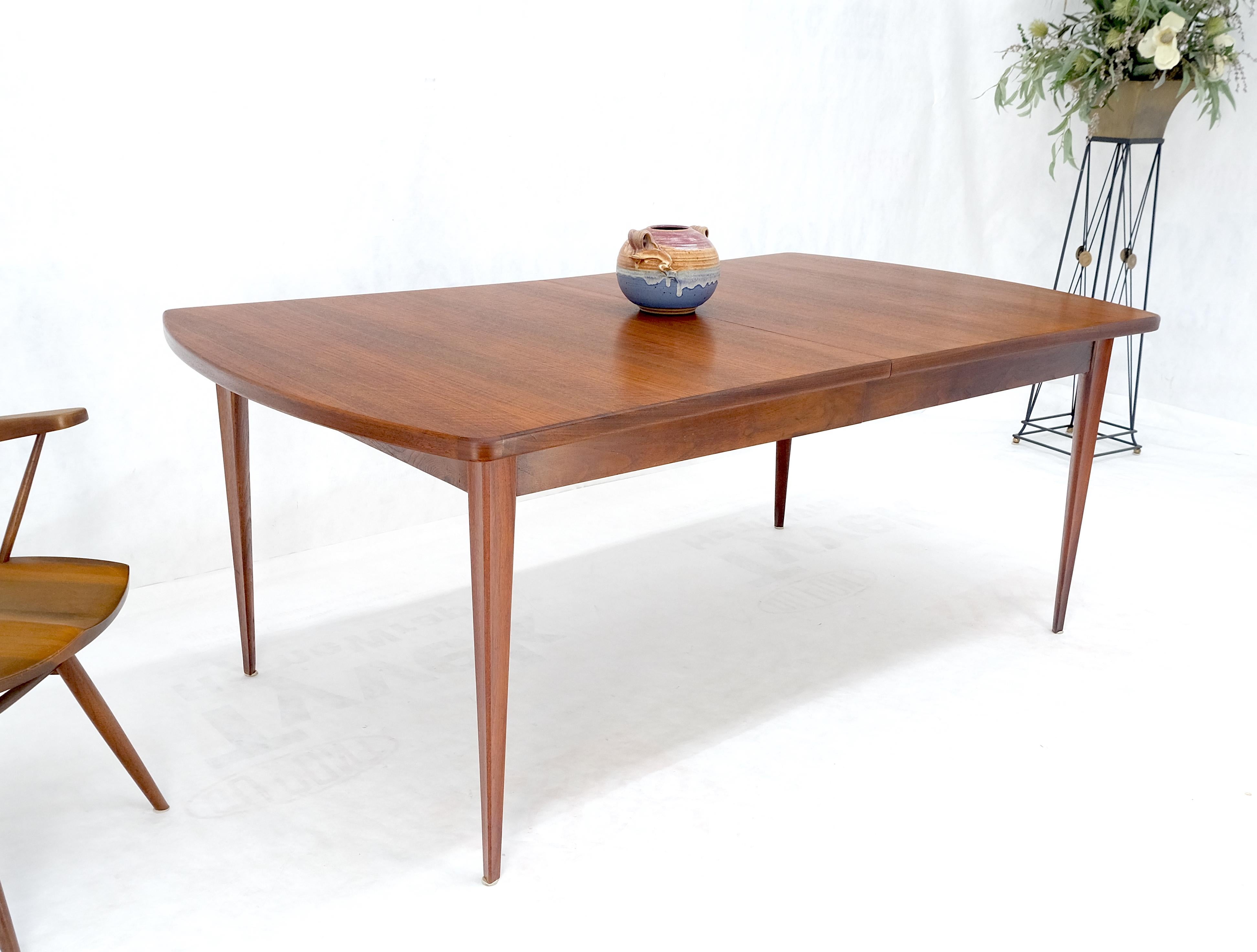 American Concave Side Rounded Ends Shape Large Oiled Walnut Dining Table 3 Leaves MINT! For Sale