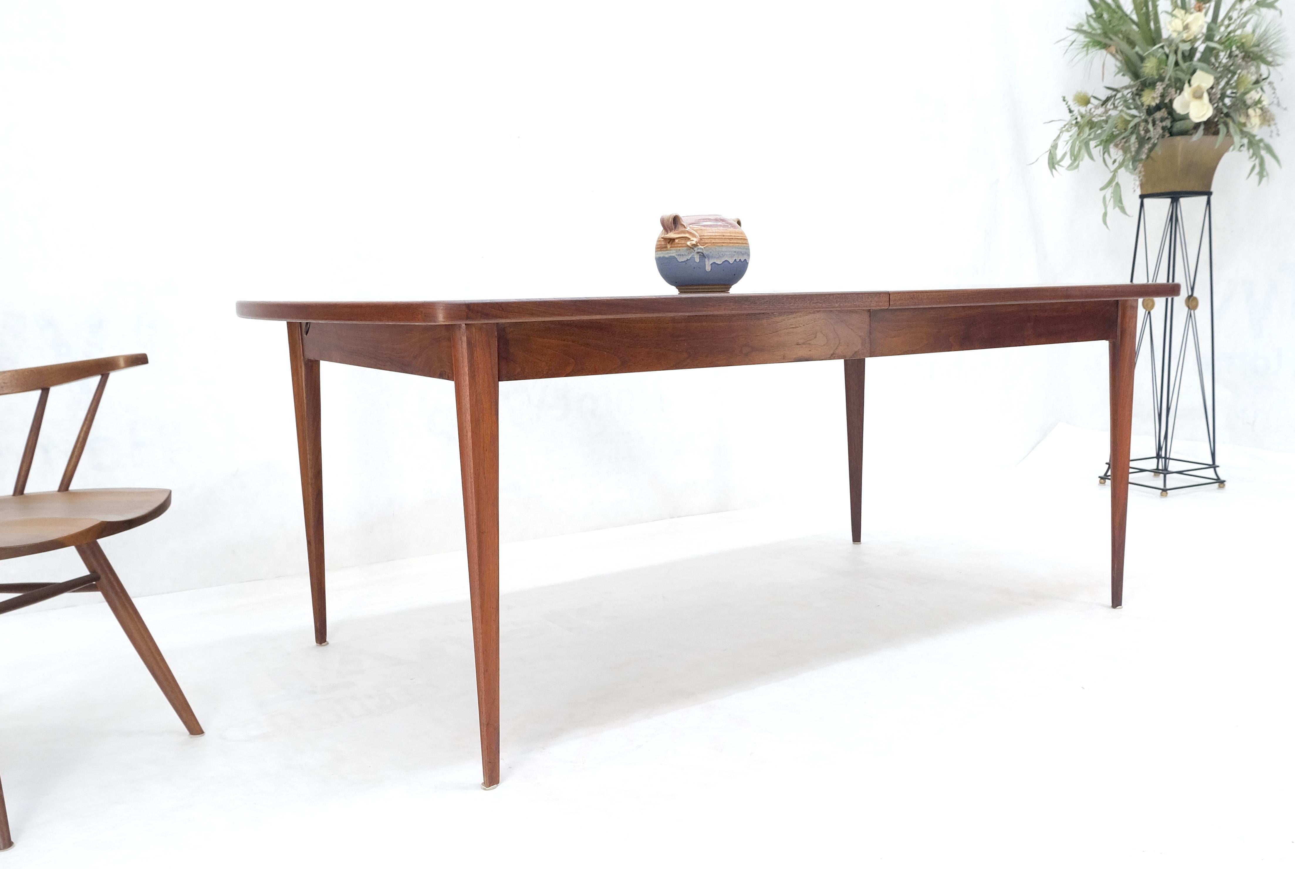 20th Century Concave Side Rounded Ends Shape Large Oiled Walnut Dining Table 3 Leaves MINT! For Sale