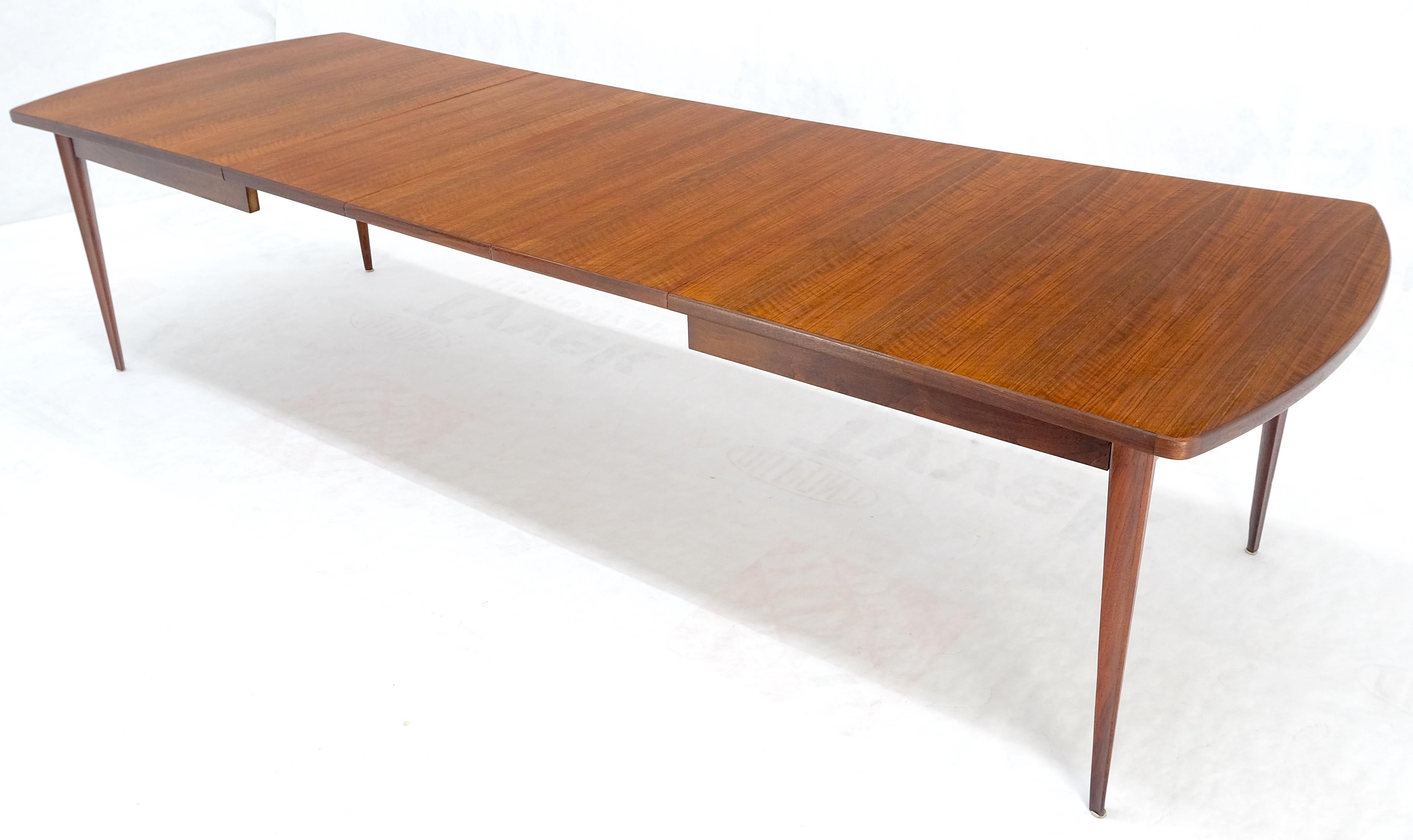 Concave Side Rounded Ends Shape Large Oiled Walnut Dining Table 3 Leaves MINT! For Sale 2