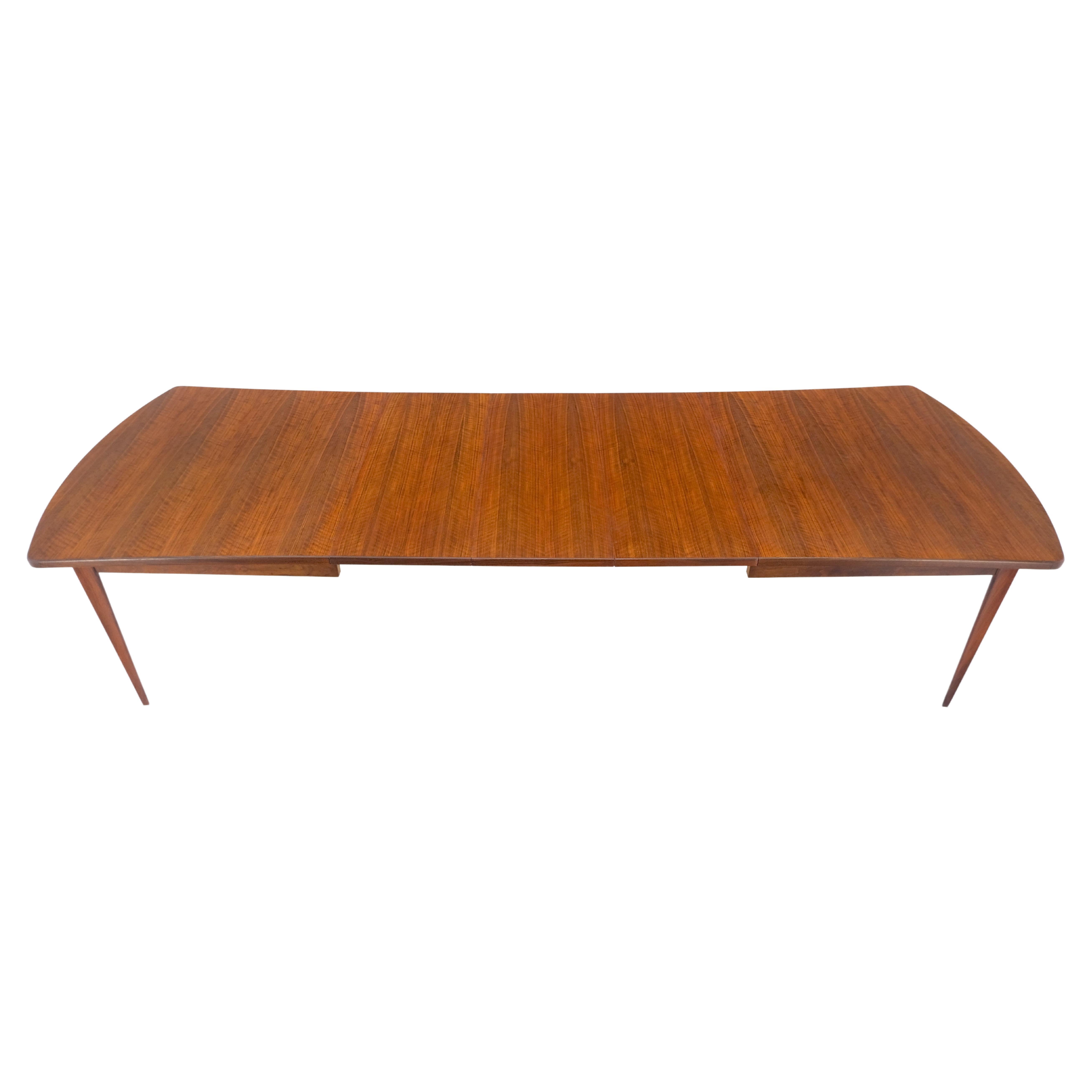 Concave Side Rounded Ends Shape Large Oiled Walnut Dining Table 3 Leaves MINT!