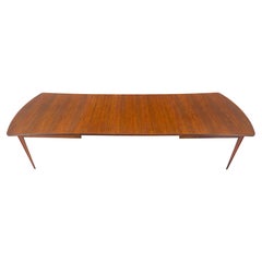 Vintage Concave Side Rounded Ends Shape Large Oiled Walnut Dining Table 3 Leaves MINT!