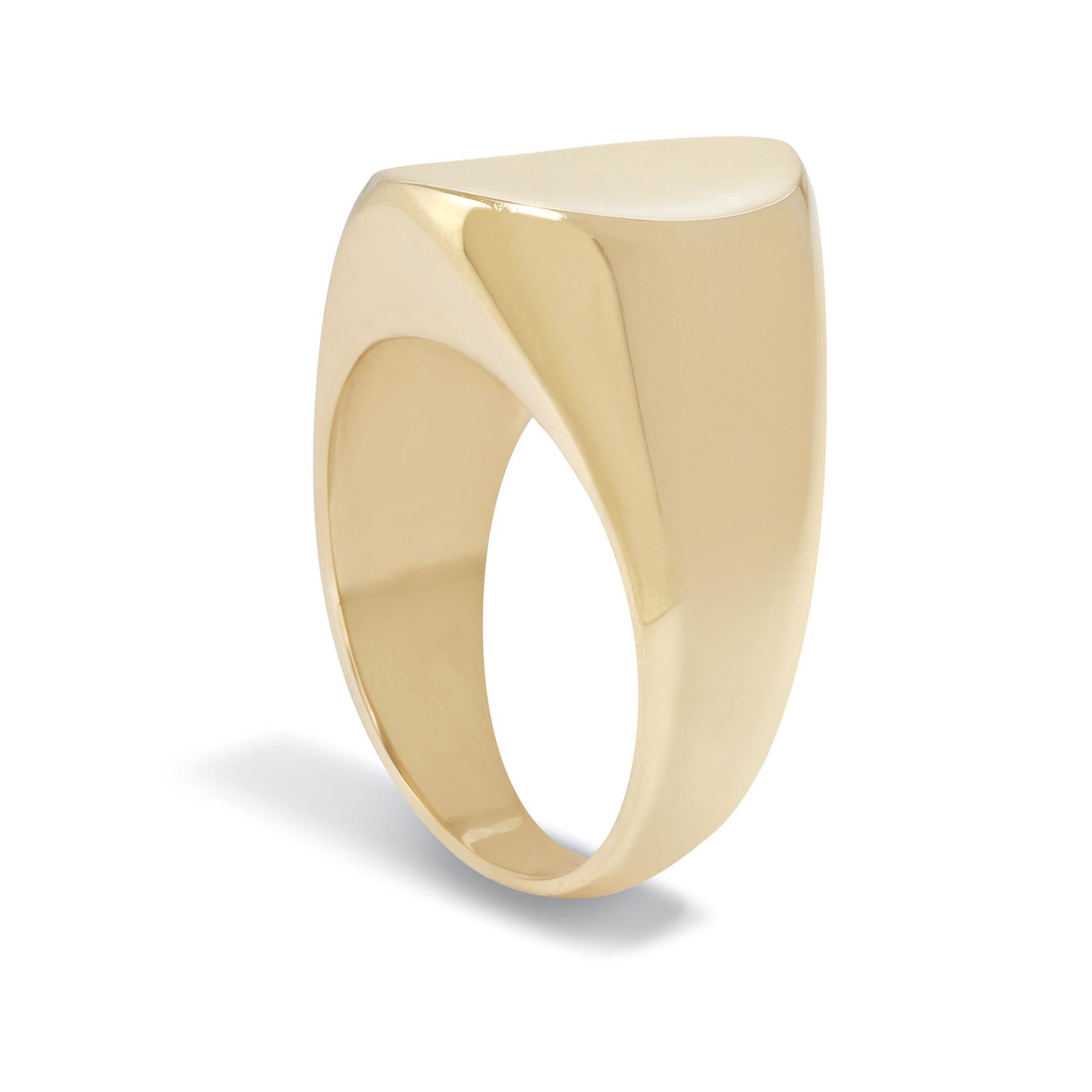 Concave Signet Ring in 9 Karat Gold by Allison Bryan For Sale 2