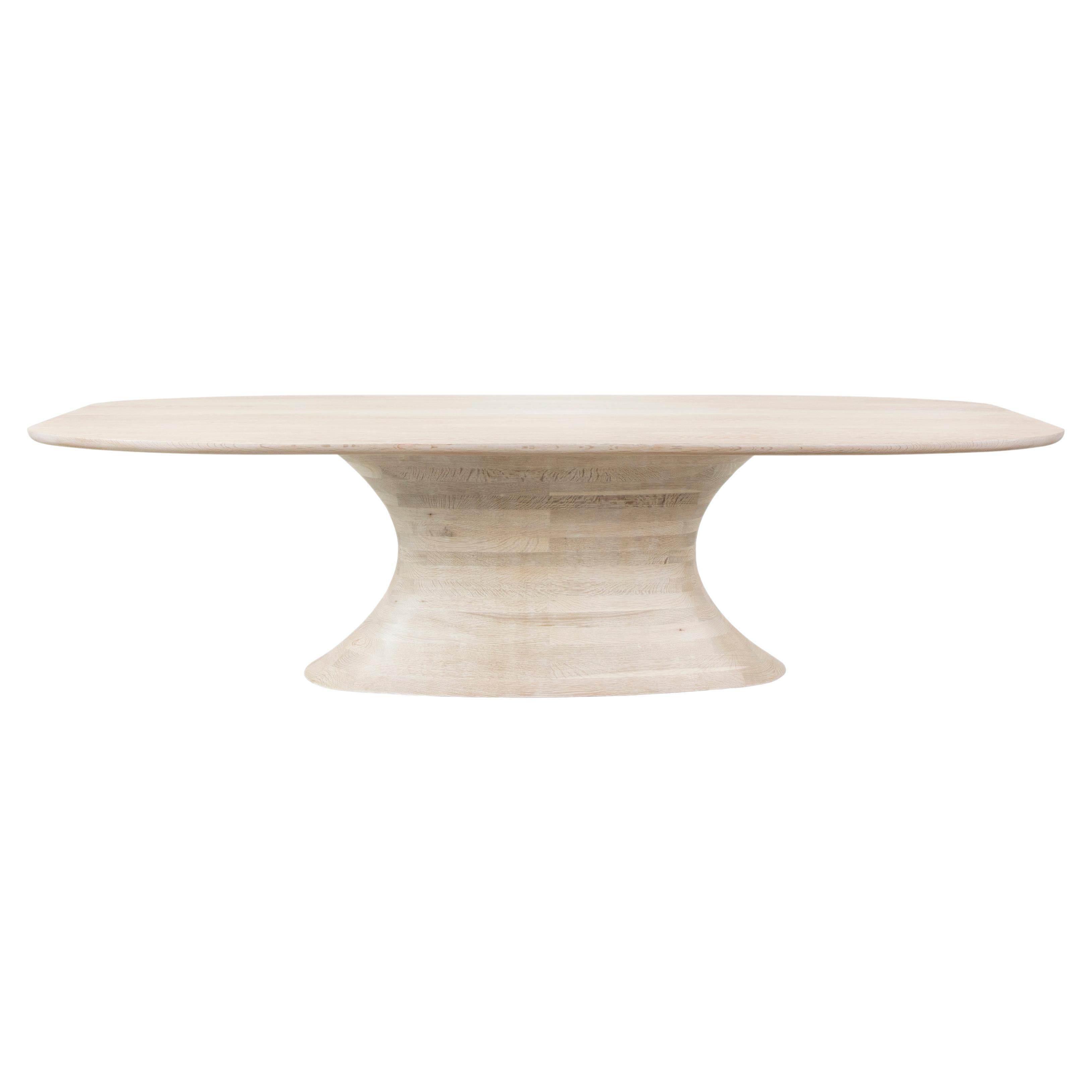 CONCAVE Statement Dining Table in White Oak For Sale