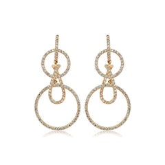 18k Gold Concentric Dangle Earrings