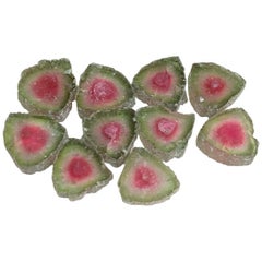 Concentric Color Zoned Rare Natural Watermelon Tourmaline Slices for Jewellery