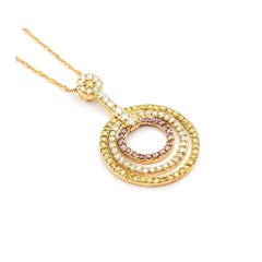 Concentric Diamond Circle Pendant Necklace in 14k Yellow Gold