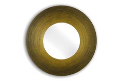 Espejo redondo sin marco con suela dorada concéntrica e iluminación brillante 1200 by Disain1971