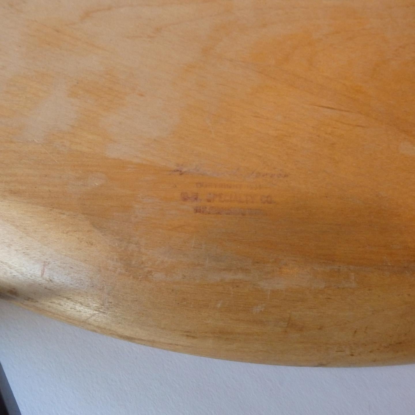 Hand-Crafted Concentric Ring Turned Wood Maple Platter or Charger Attributed to Russel Wright For Sale