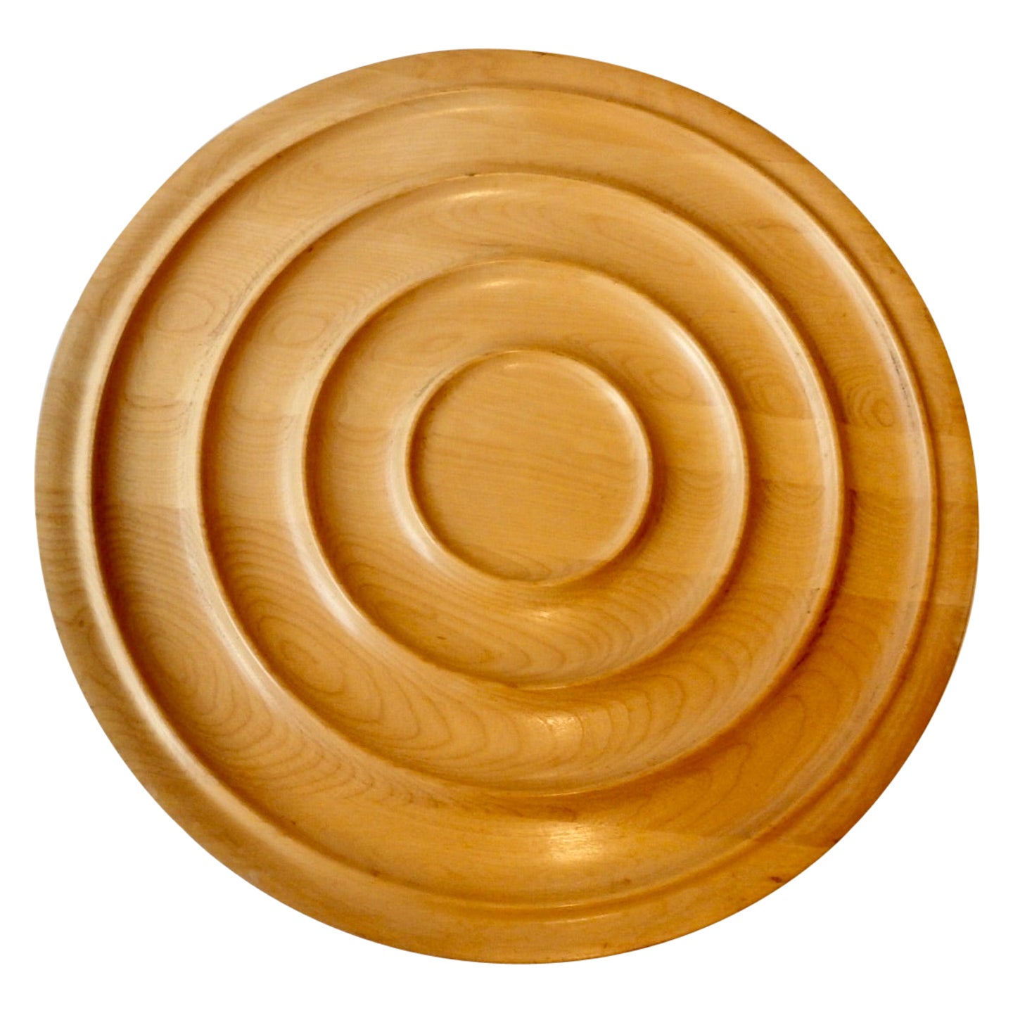 Concentric Ring-Platte oder Platzteller aus gedrechseltem Holz aus Ahornholz, Russel Wright zugeschrieben im Angebot