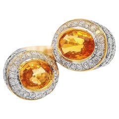 Concentric Gelber Saphir Ring aus 18 Karat Gelbgold mit schwarzem und weißem Diamant
