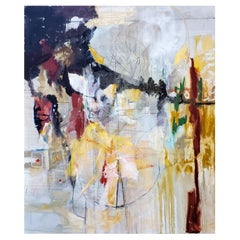 « Concept », une grande peinture abstraite multicolore de Kathi Robinson Frank