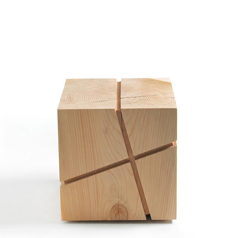 Contemporary Concepta Cedar Stool in Natural Solid Cedar Wood For Sale