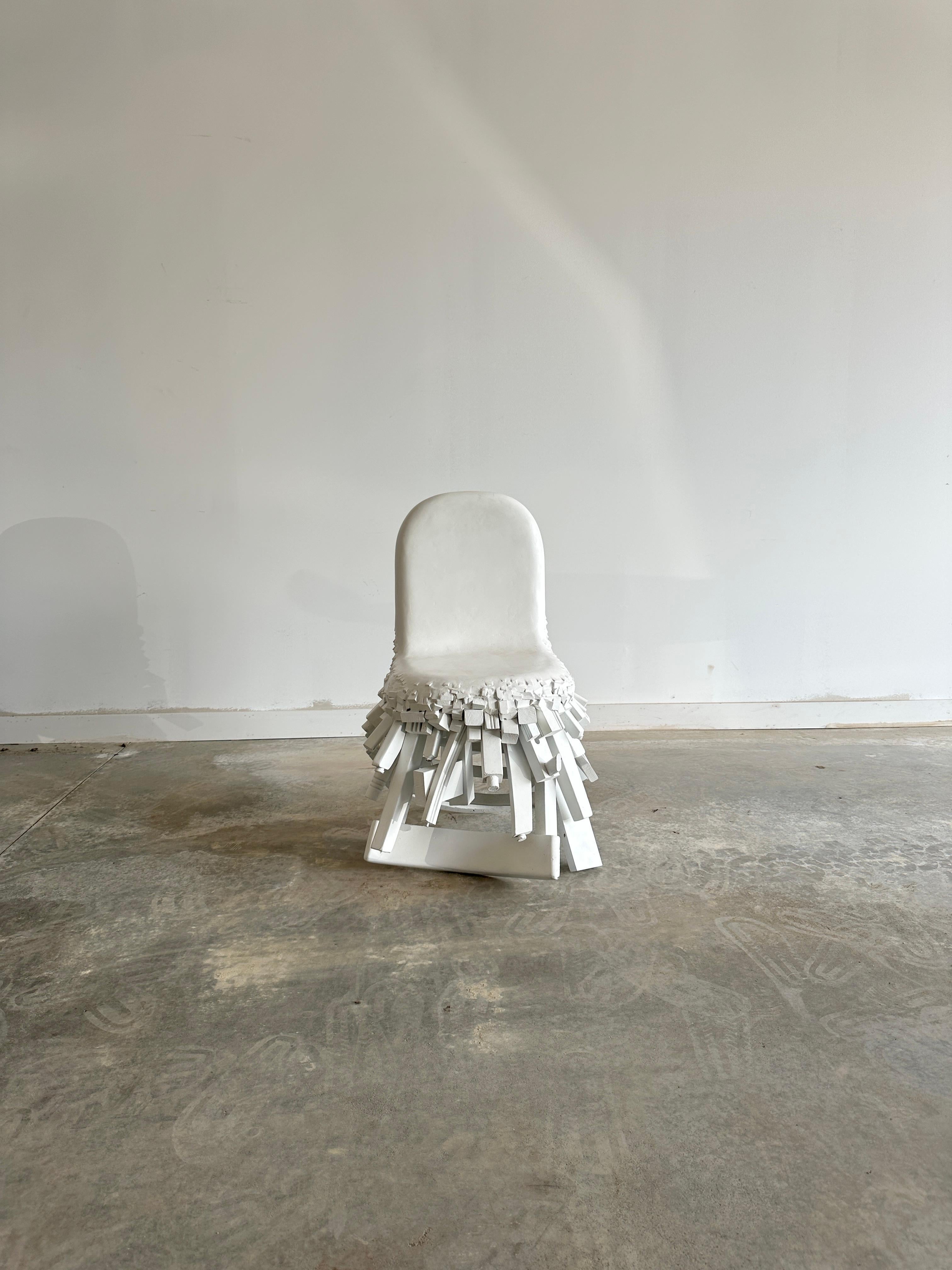 Plaster Conceptual 'Fused' chair by sculptural furniture artist Joyce Lin