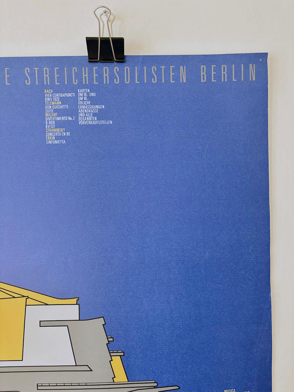 Mid-Century Modern Affiche de concert architecturale du Kammermusiksaal Berlin de 1988 en vente