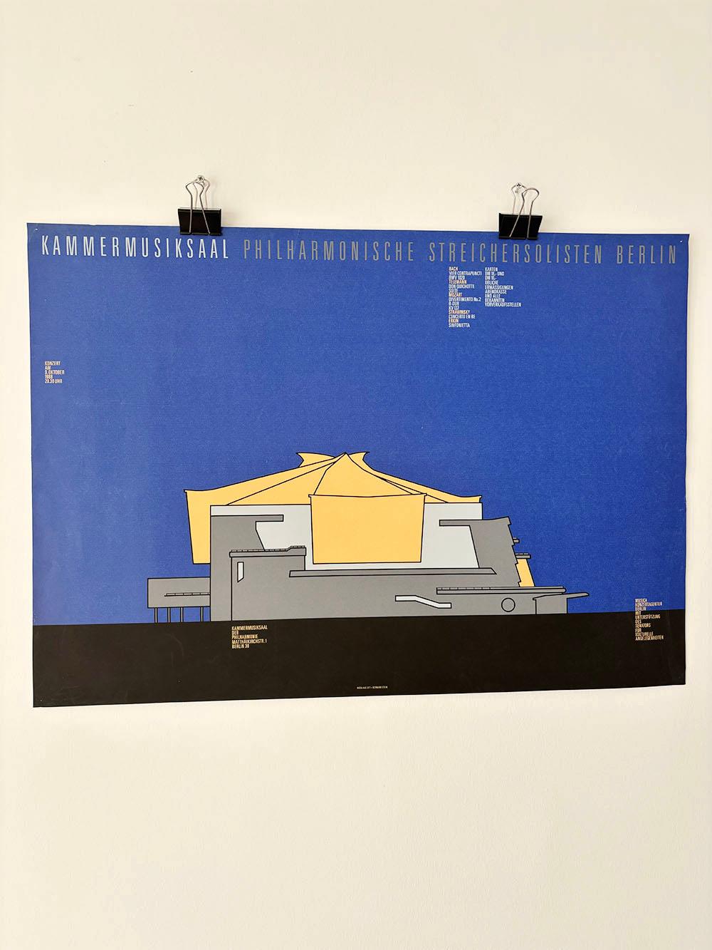 Affiche de concert architecturale du Kammermusiksaal Berlin de 1988 Bon état - En vente à Rümmingen, BW