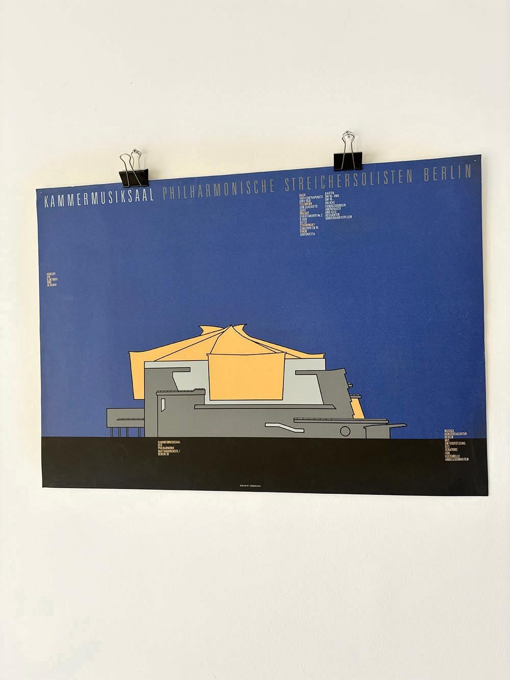 20ième siècle Affiche de concert architecturale du Kammermusiksaal Berlin de 1988 en vente