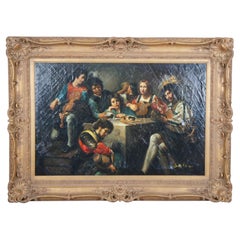 Concert with a Bas-Relief After Valentin de Boulogne French Oil Painting Framed