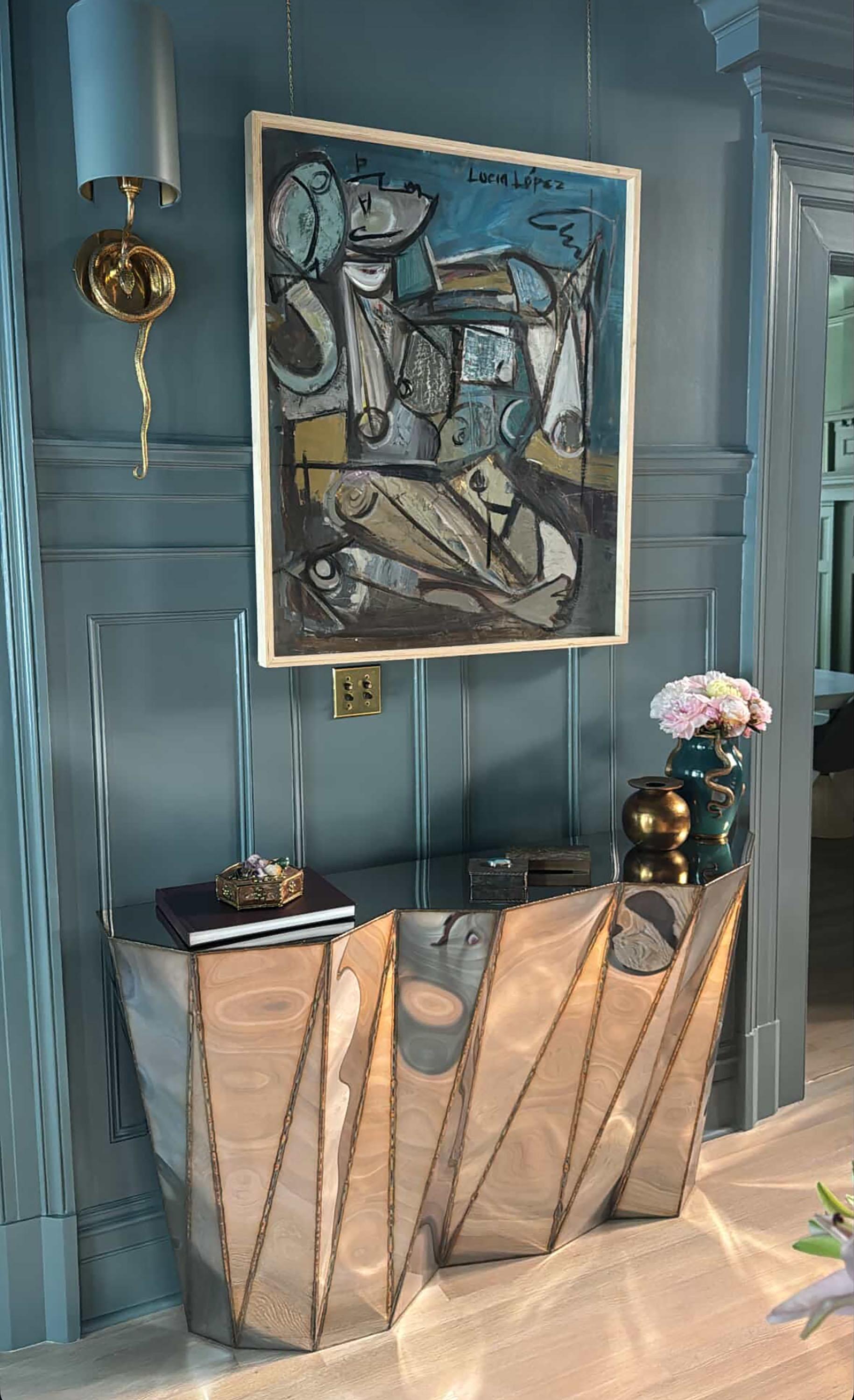 British Concertina Console in Welded Mirror-Polished Stainless Steel by Julian Mayor For Sale