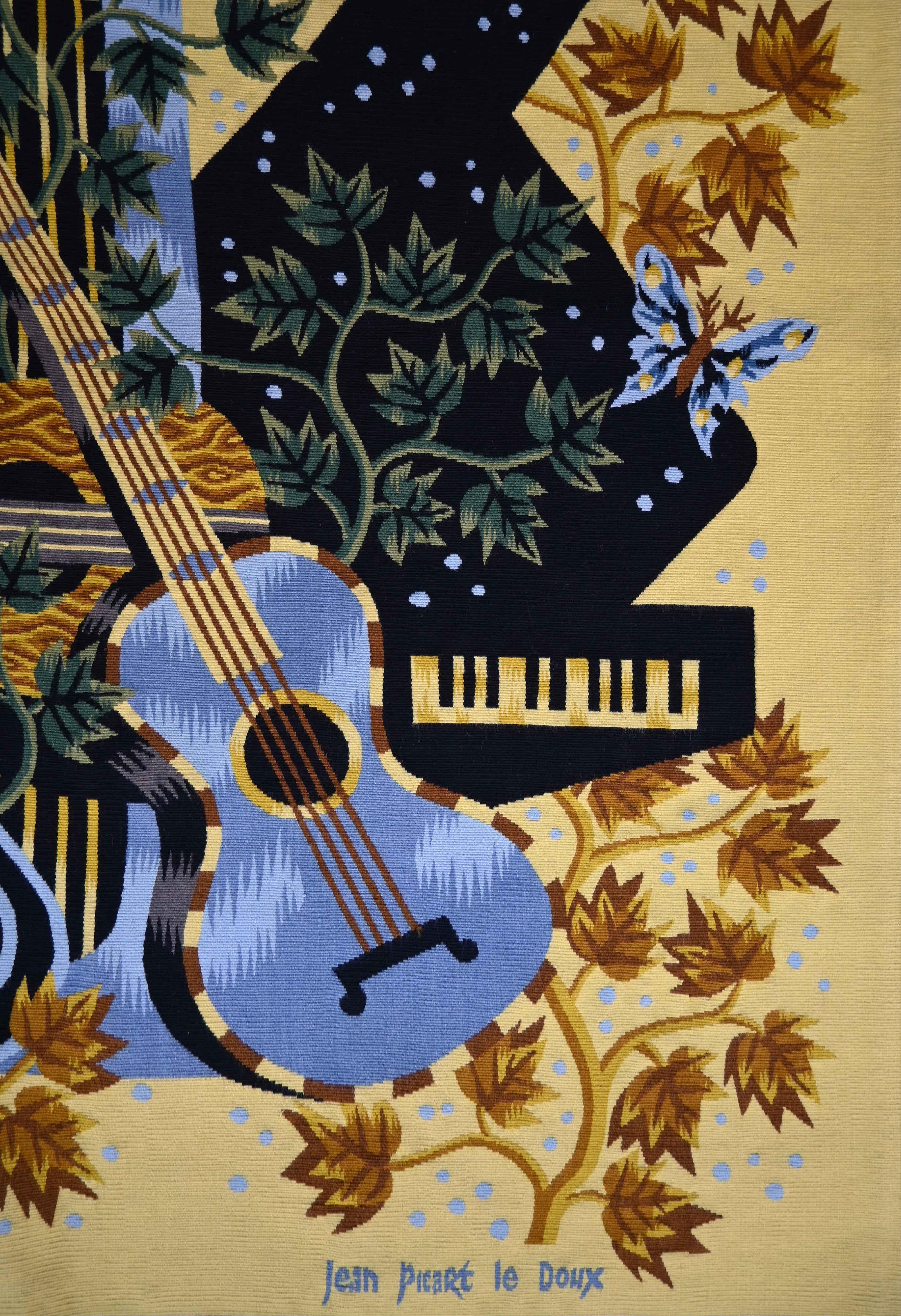 Concerto, Jean Picart Le Doux – Französischer moderner Wandteppich, Atelier Picaud – N 1510 (Handgewebt) im Angebot