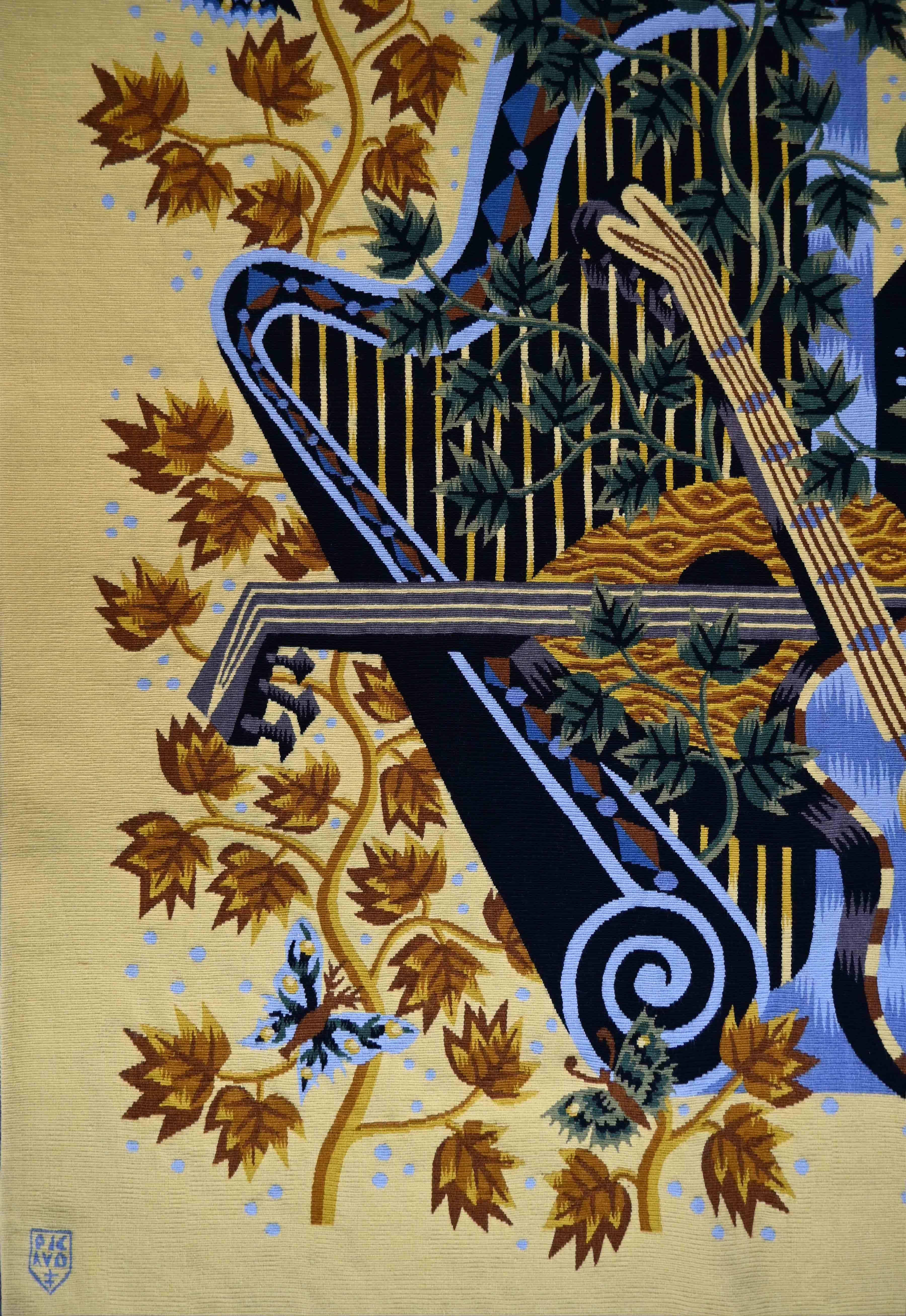 Concerto, Jean Picart Le Doux – Französischer moderner Wandteppich, Atelier Picaud – N 1510 (20. Jahrhundert) im Angebot