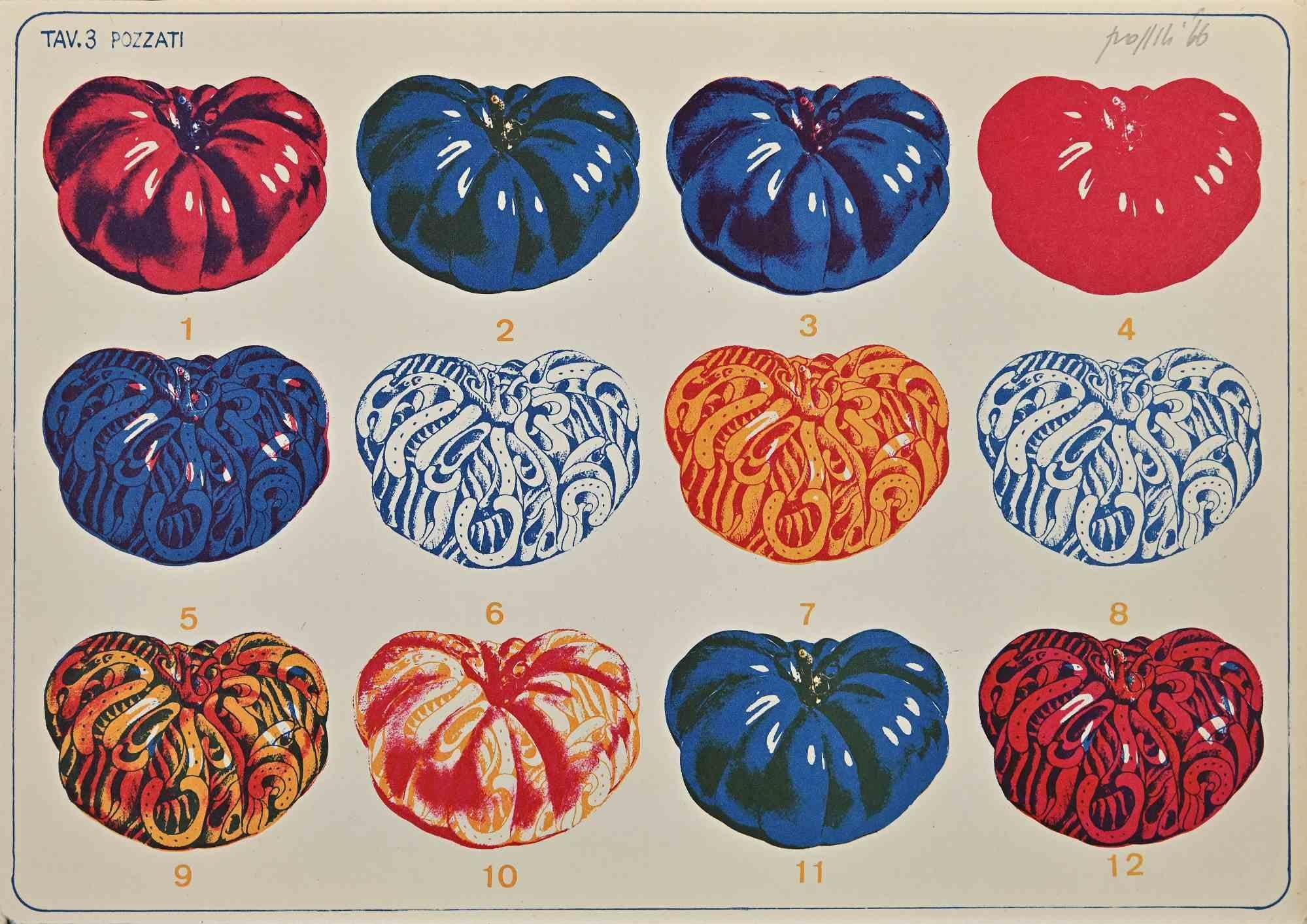 Concetto Pozzati - Rooster, Heart, Voice - Lithograph by Concetto ...