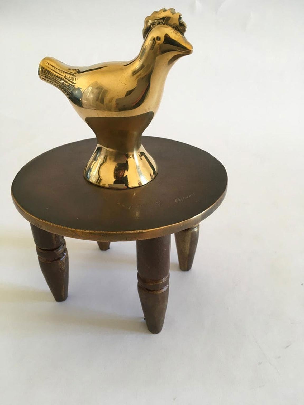 Italy 1982 Post Modern Abstract Bronze Sculpture Lucky Charm by Concetto Pozzati For Sale 5