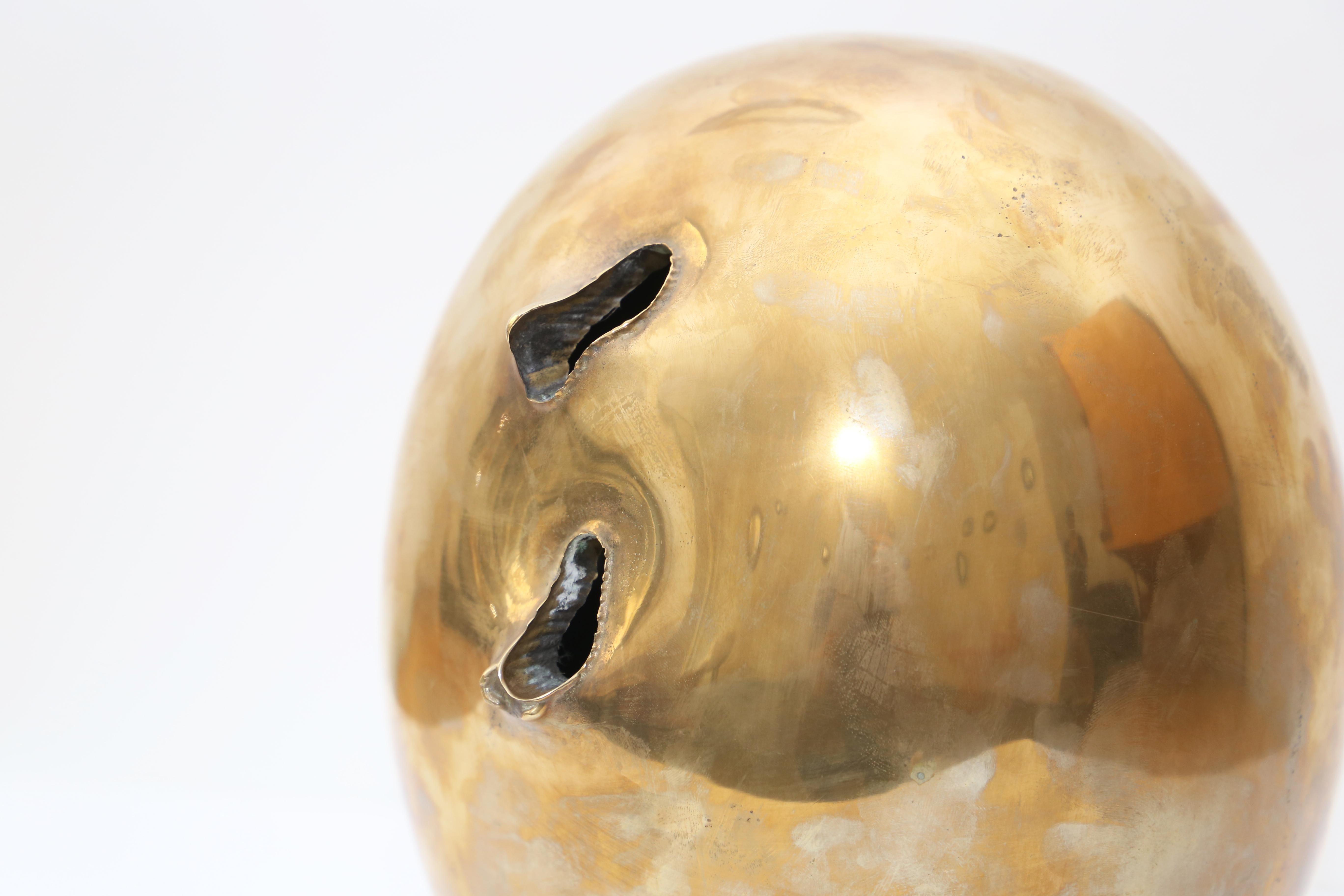 Italian Lucio Fontana's 'Concetto Spaziale, Natura' Abstract Sculpture Brass Gold Egg