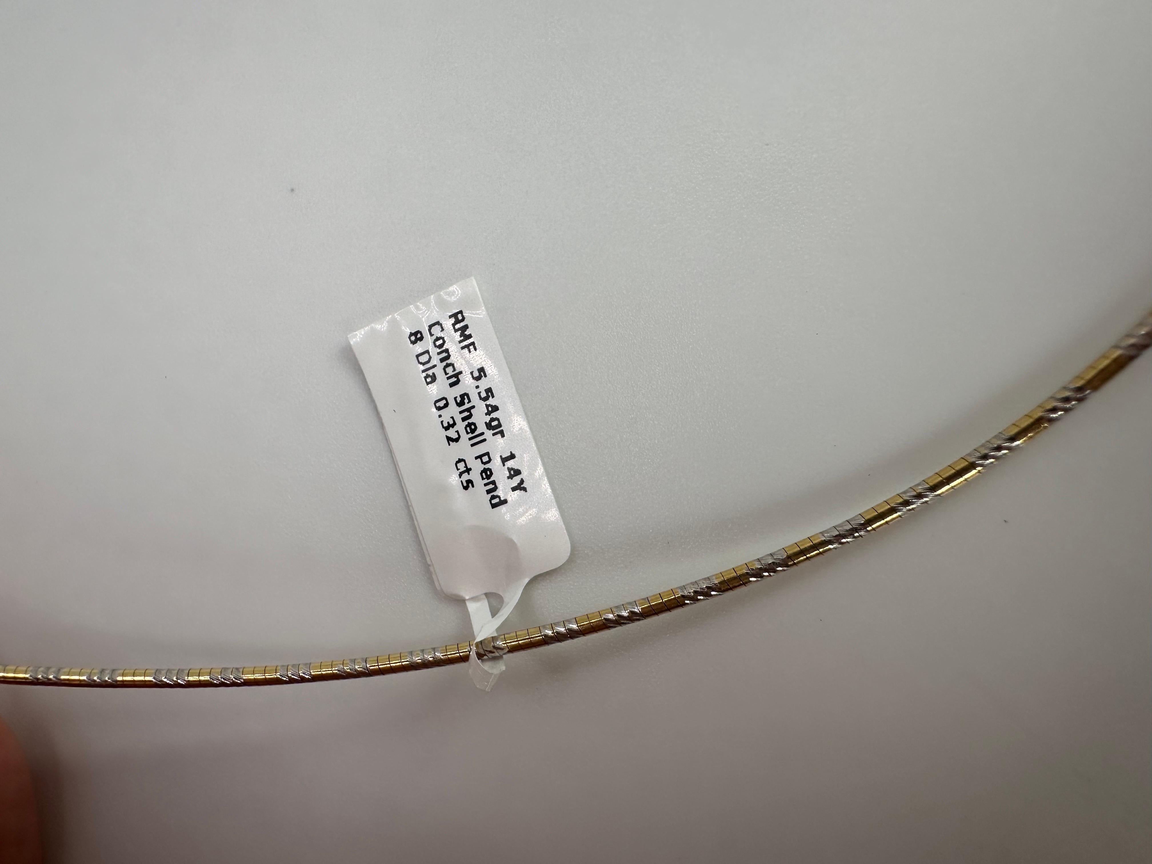 Conch Diamond pendant 14KT yellow gold Solid gold pendant fancy necklace In New Condition For Sale In Jupiter, FL