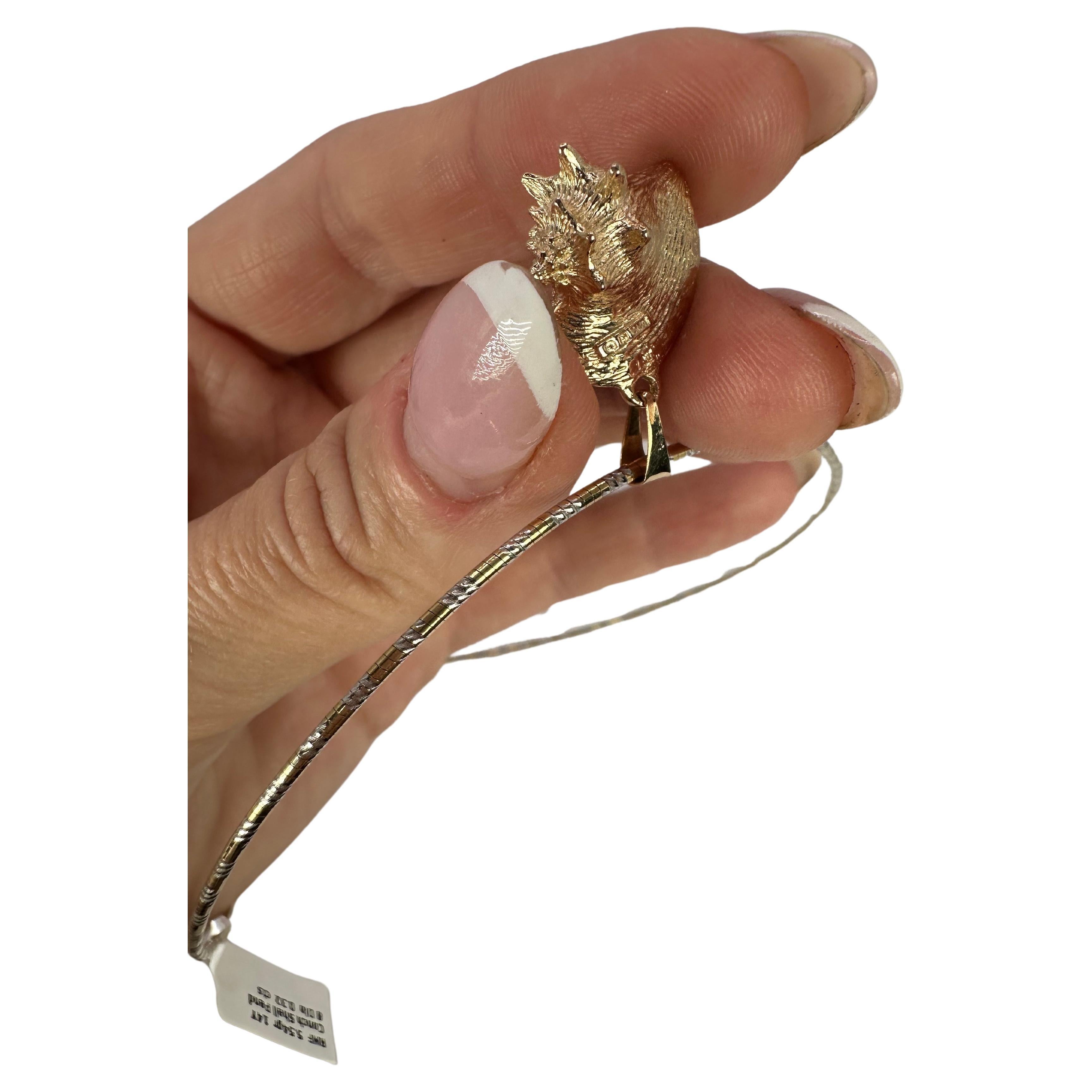 Conch Diamond pendant 14KT yellow gold Solid gold pendant fancy necklace