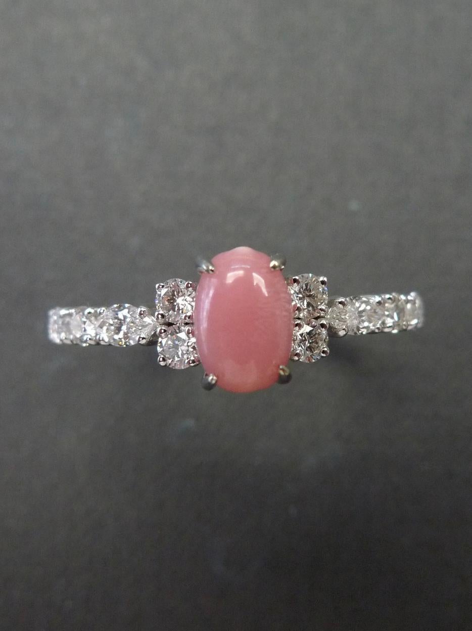 For Sale:  Conch Pearl and Marquise Diamond Unique Engagement Ring in 18K White Gold 3
